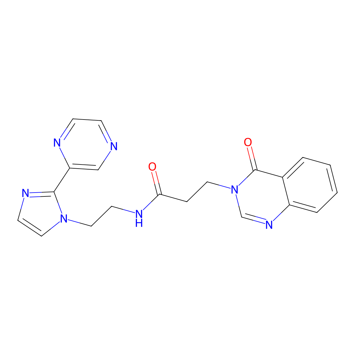 3-(4-oxo-3,4-dihydroquinazolin-3-yl)-N-{2-[2-(pyrazin-2-yl)-1H-imidazol-1-yl]ethyl}propanamide molecular structure, CAS 2097918-91-5