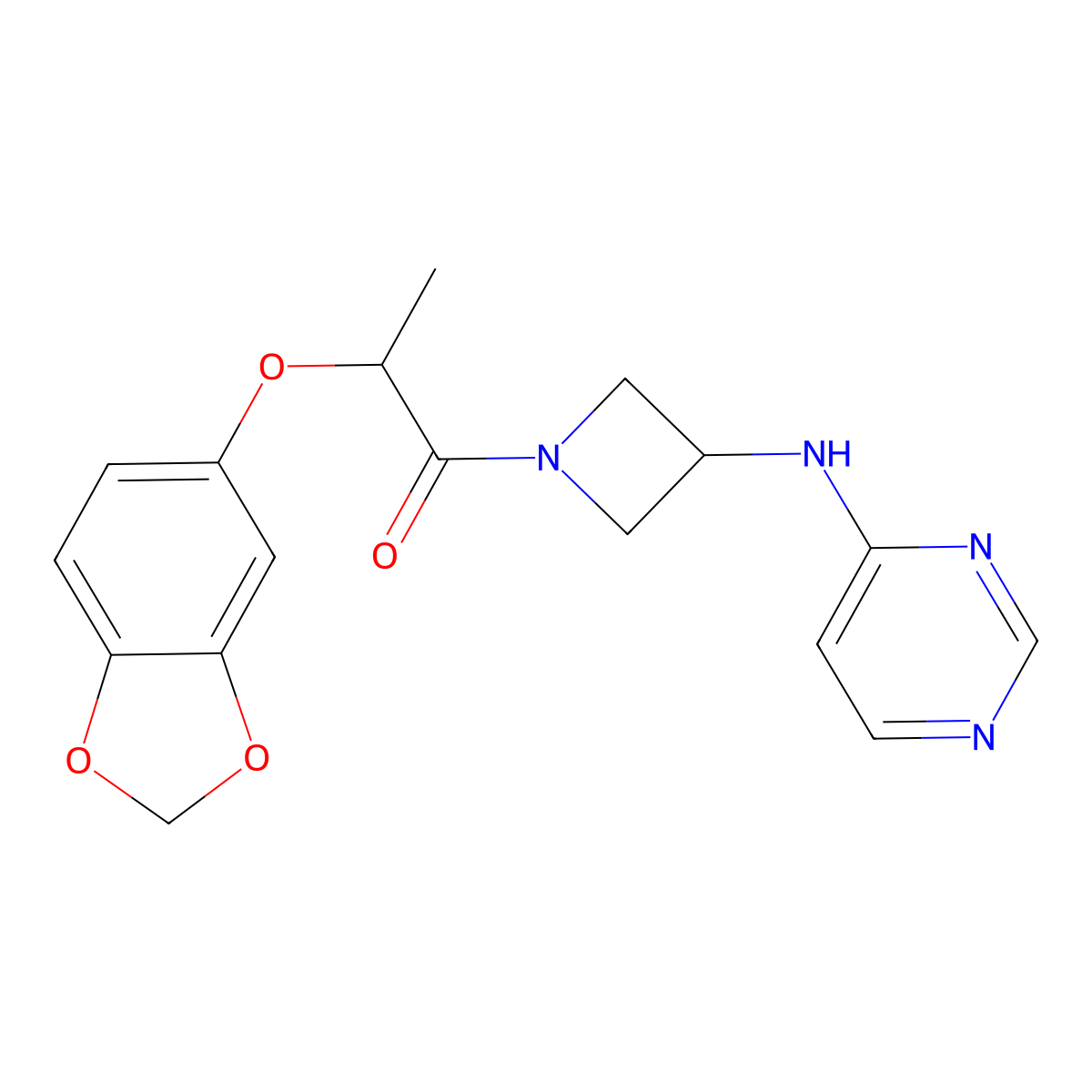 2-(2H-1,3-benzodioxol-5-yloxy)-1-{3-[(pyrimidin-4-yl)amino]azetidin-1-yl}propan-1-one molecular structure, CAS 2097918-97-1