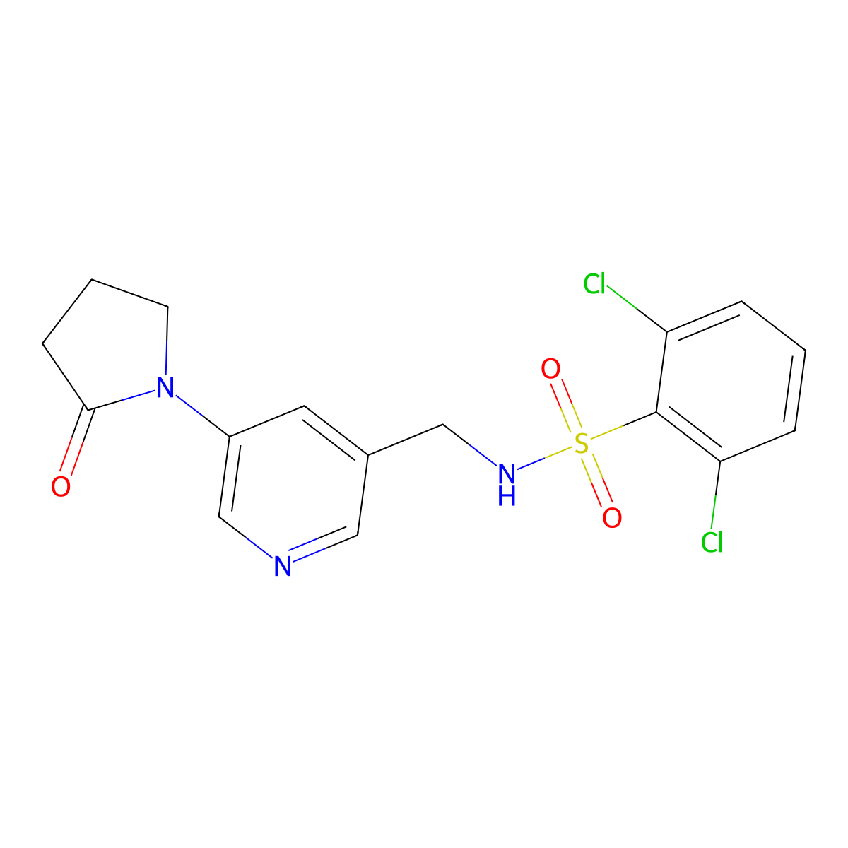 2,6-dichloro-N-{[5-(2-oxopyrrolidin-1-yl)pyridin-3-yl]methyl}benzene-1-sulfonamide molecular structure, CAS 2097918-99-3