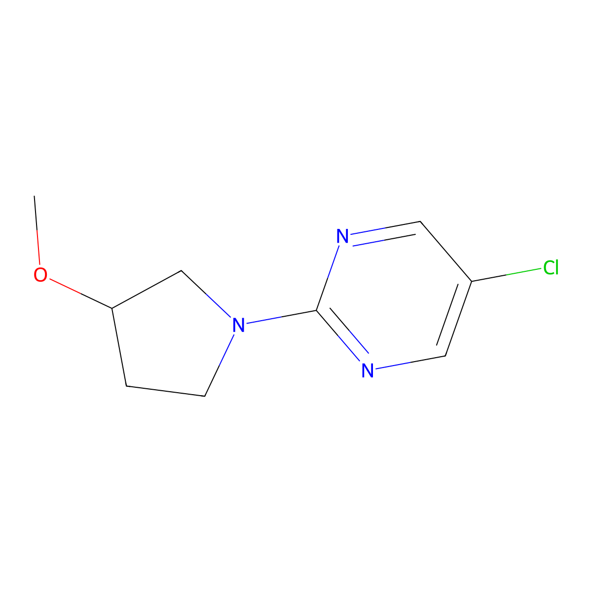 5-Chloro-2-(3-methoxypyrrolidin-1-yl)pyrimidine molecular structure, CAS 2097919-00-9