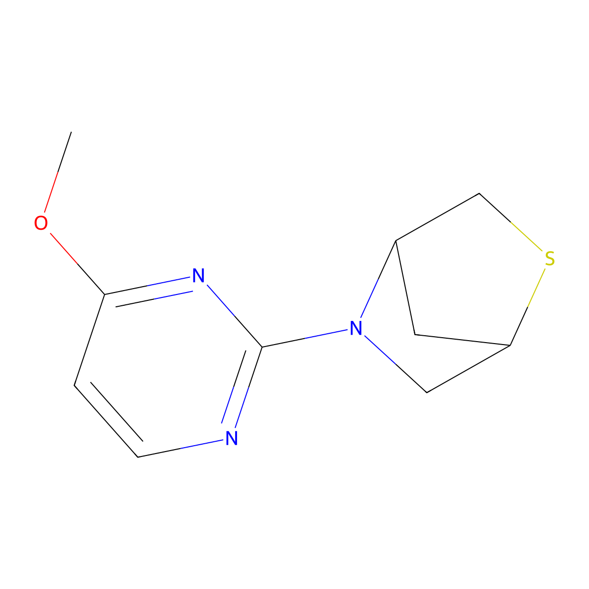 5-(4-Methoxypyrimidin-2-yl)-2-thia-5-azabicyclo[2.2.1]heptane molecular structure, CAS 2097919-05-4
