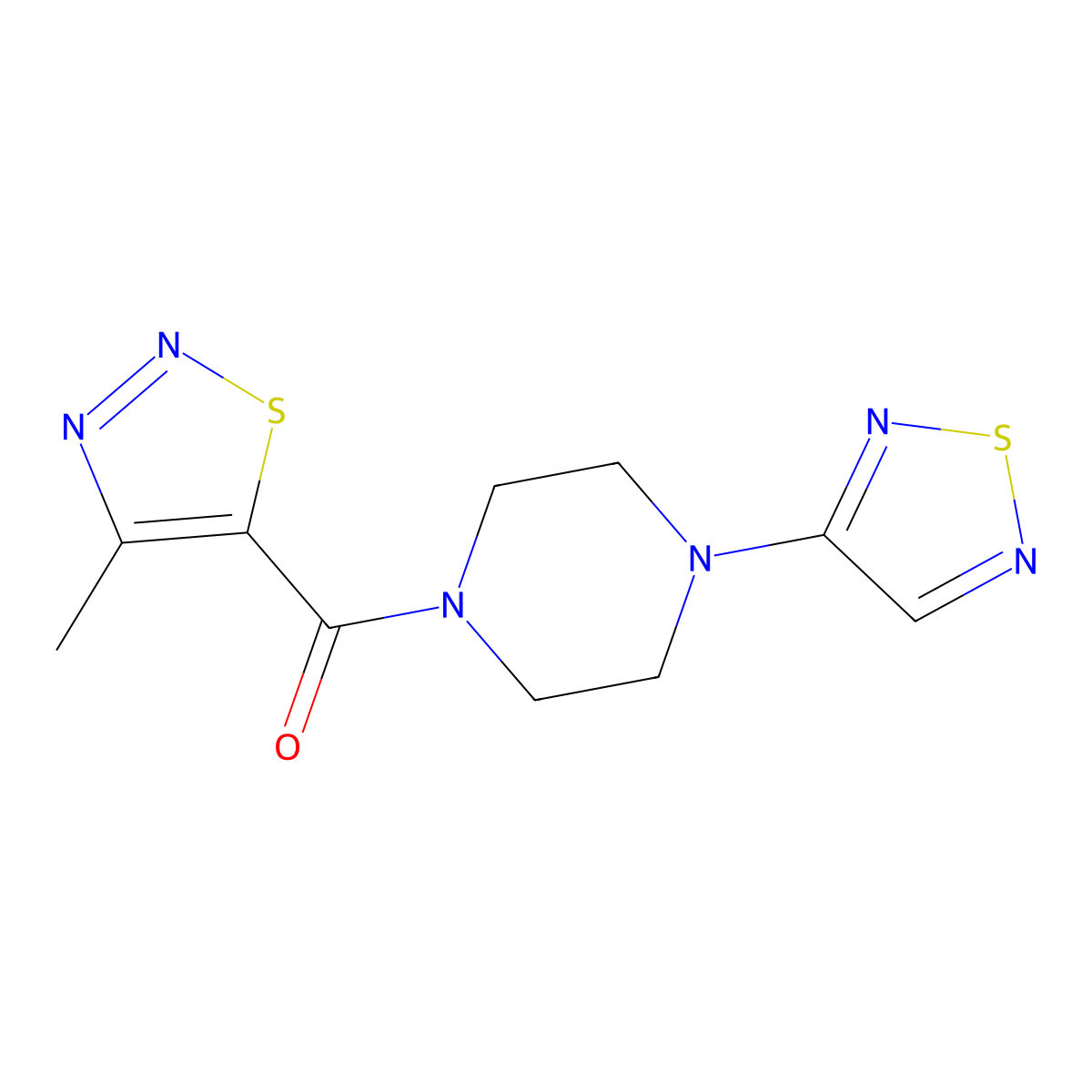 1-(4-Methyl-1,2,3-thiadiazole-5-carbonyl)-4-(1,2,5-thiadiazol-3-yl)piperazine molecular structure, CAS 2097919-08-7