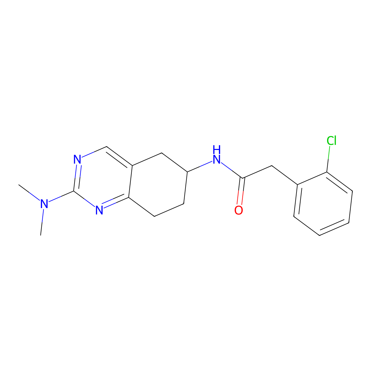 2-(2-chlorophenyl)-N-[2-(dimethylamino)-5,6,7,8-tetrahydroquinazolin-6-yl]acetamide molecular structure, CAS 2097919-10-1
