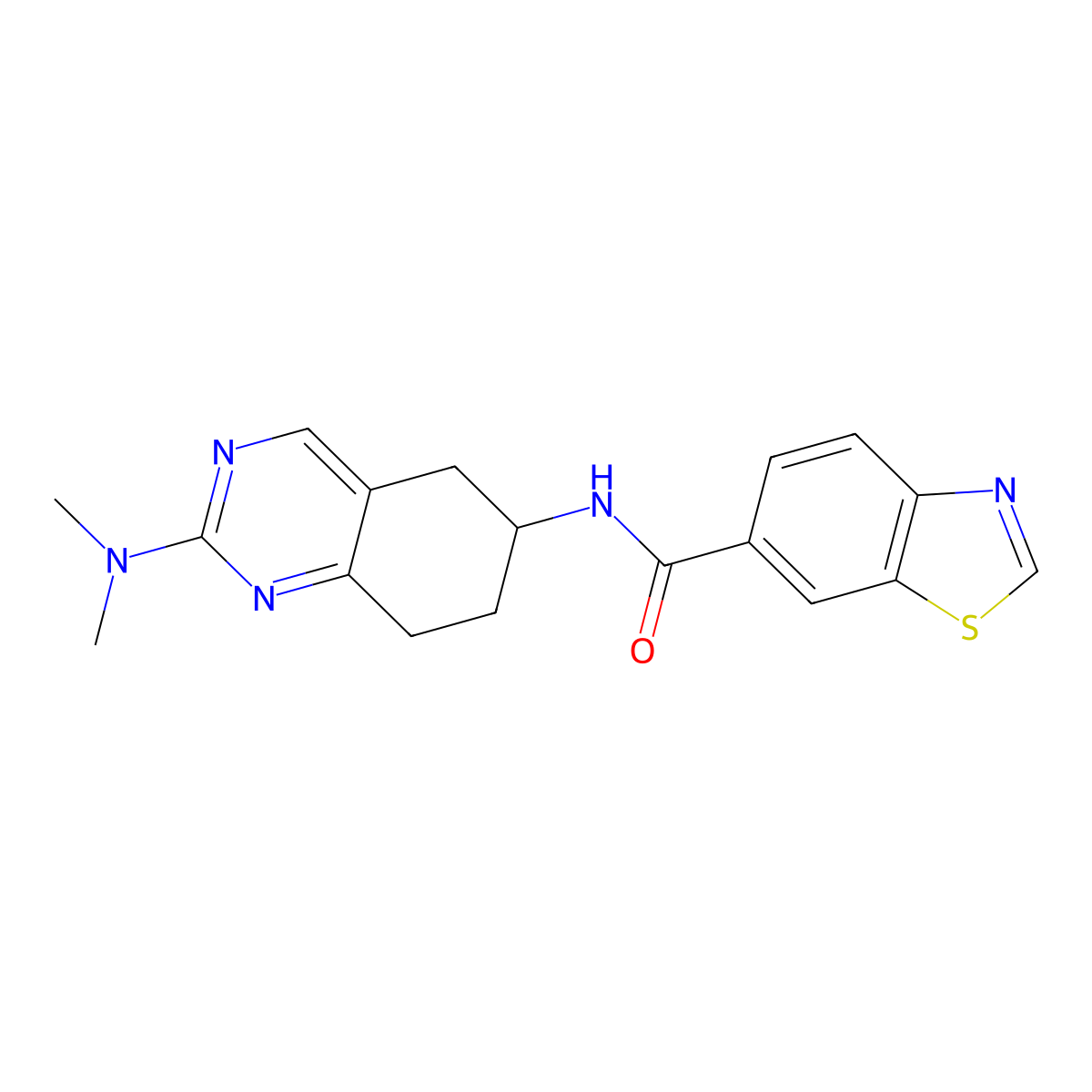 N-[2-(dimethylamino)-5,6,7,8-tetrahydroquinazolin-6-yl]-1,3-benzothiazole-6-carboxamide molecular structure, CAS 2097919-13-4