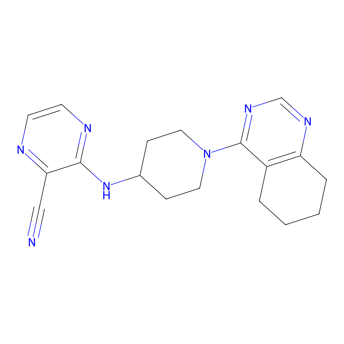 3-{[1-(5,6,7,8-Tetrahydroquinazolin-4-yl)piperidin-4-yl]amino}pyrazine-2-carbonitrile molecular structure, CAS 2097919-15-6