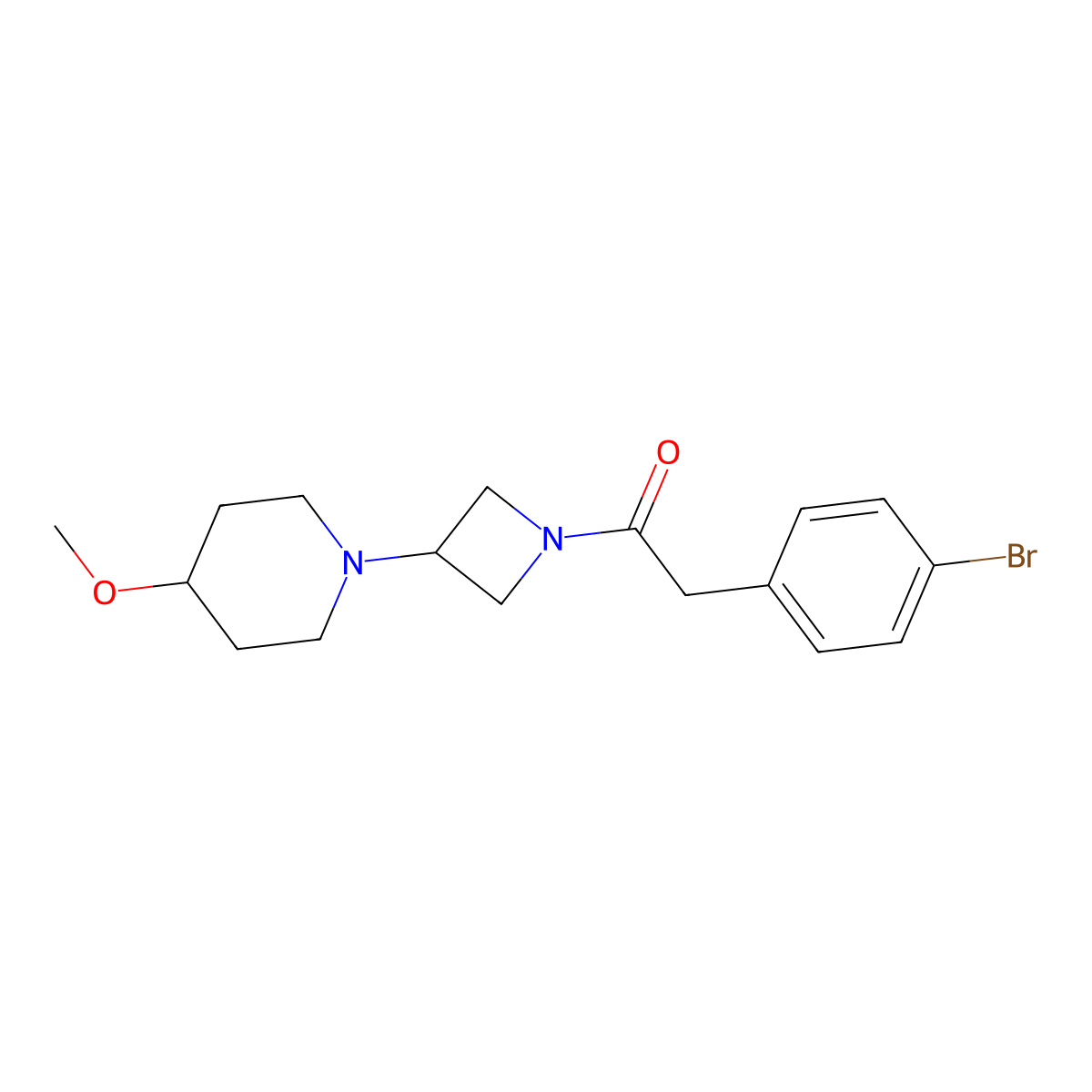 2-(4-Bromophenyl)-1-[3-(4-methoxypiperidin-1-yl)azetidin-1-yl]ethan-1-one molecular structure, CAS 2097919-18-9