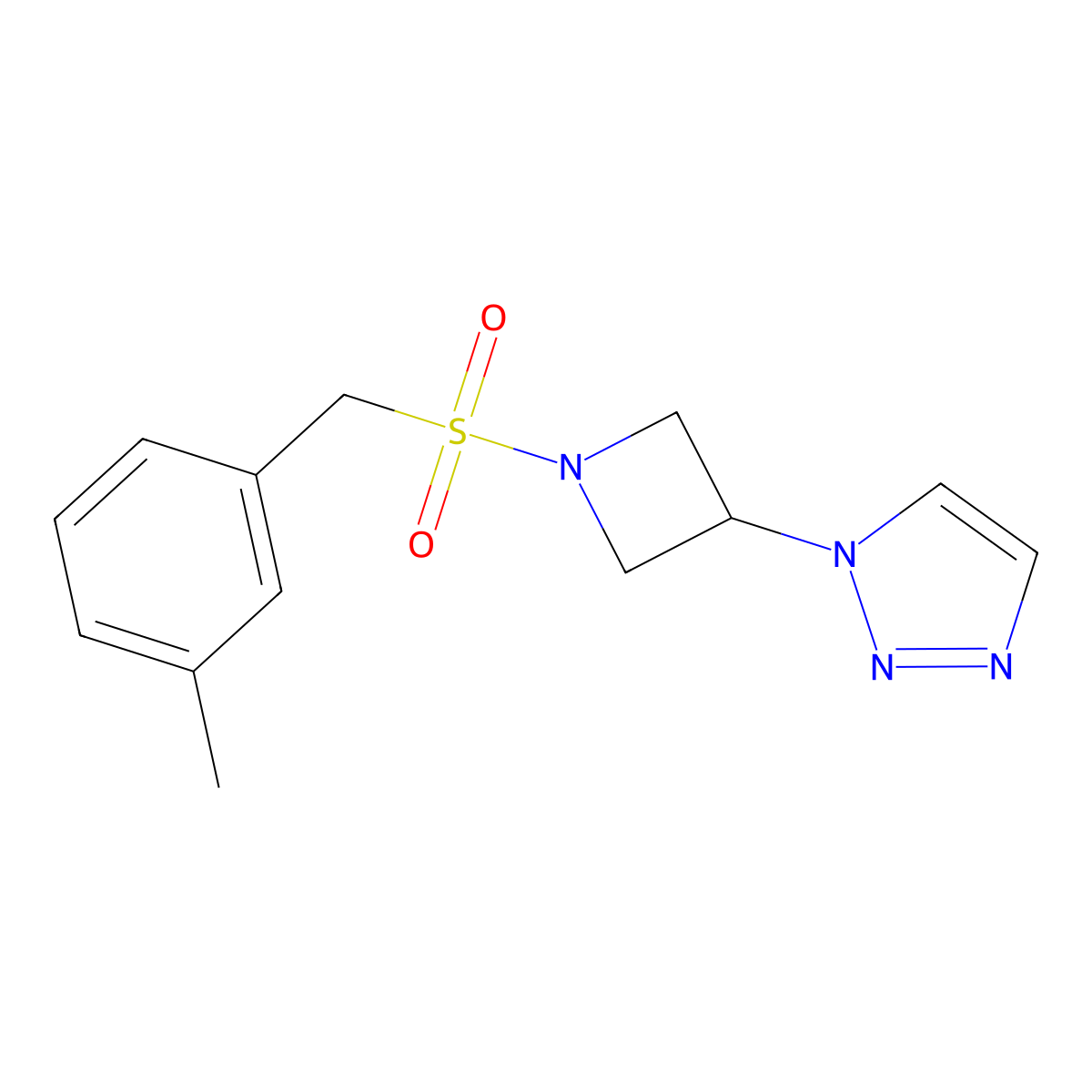 1-(1-((3-methylbenzyl)sulfonyl)azetidin-3-yl)-1H-1,2,3-triazole molecular structure, CAS 2097919-19-0