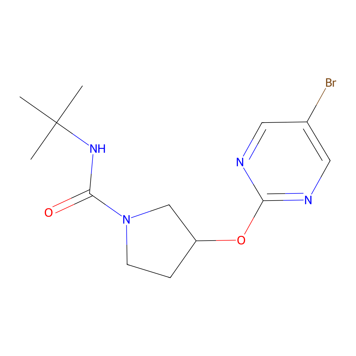 3-[(5-bromopyrimidin-2-yl)oxy]-N-tert-butylpyrrolidine-1-carboxamide molecular structure, CAS 2097919-24-7