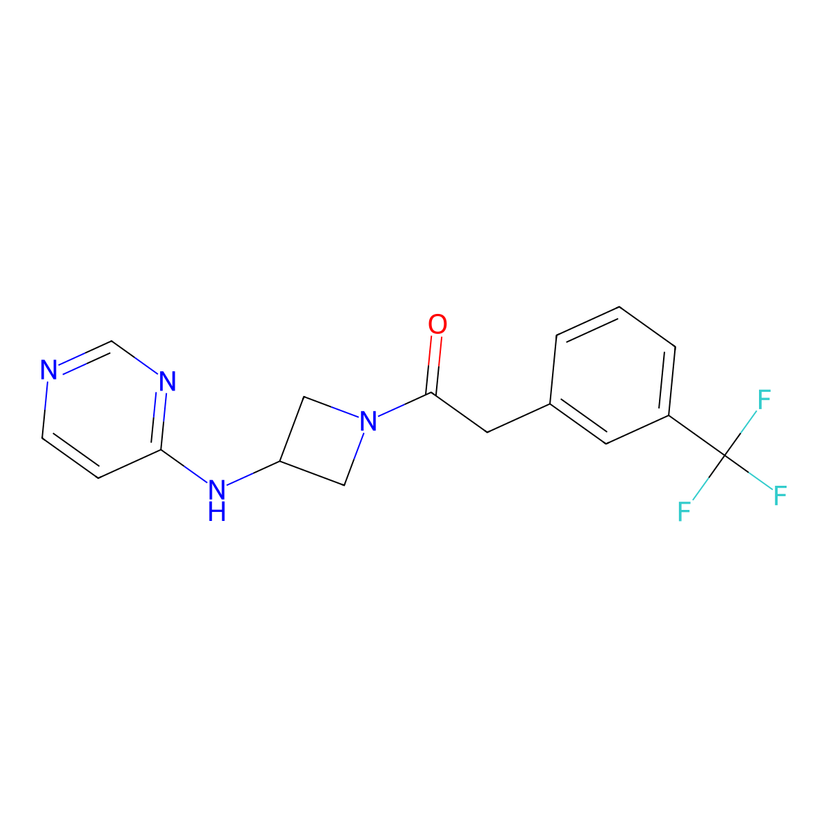 1-{3-[(Pyrimidin-4-yl)amino]azetidin-1-yl}-2-[3-(trifluoromethyl)phenyl]ethan-1-one molecular structure, CAS 2097919-31-6
