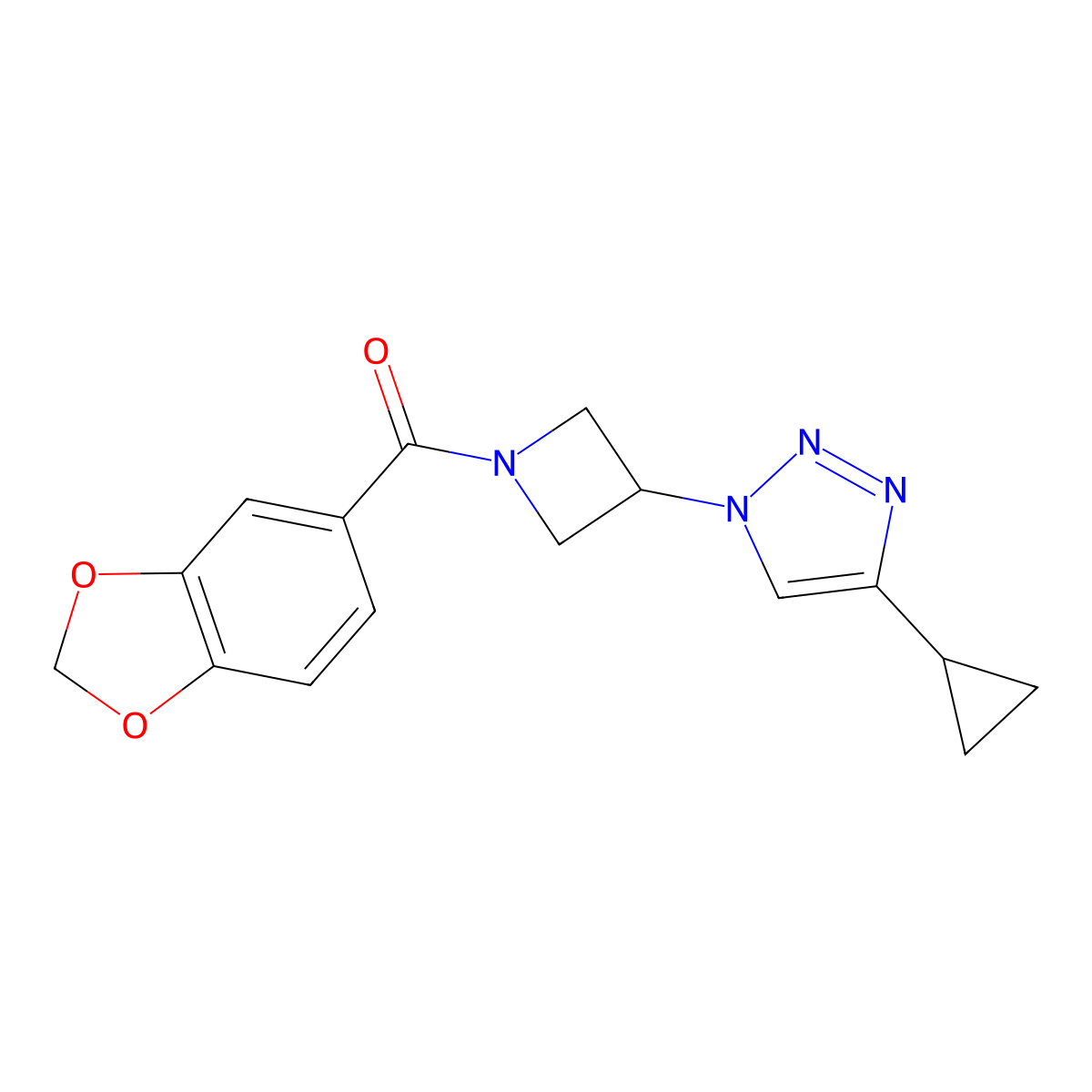 benzo[d][1,3]dioxol-5-yl(3-(4-cyclopropyl-1H-1,2,3-triazol-1-yl)azetidin-1-yl)methanone molecular structure, CAS 2097919-37-2