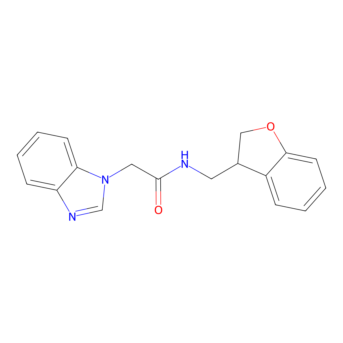 2-(1H-1,3-benzodiazol-1-yl)-N-[(2,3-dihydro-1-benzofuran-3-yl)methyl]acetamide molecular structure, CAS 2097919-42-9