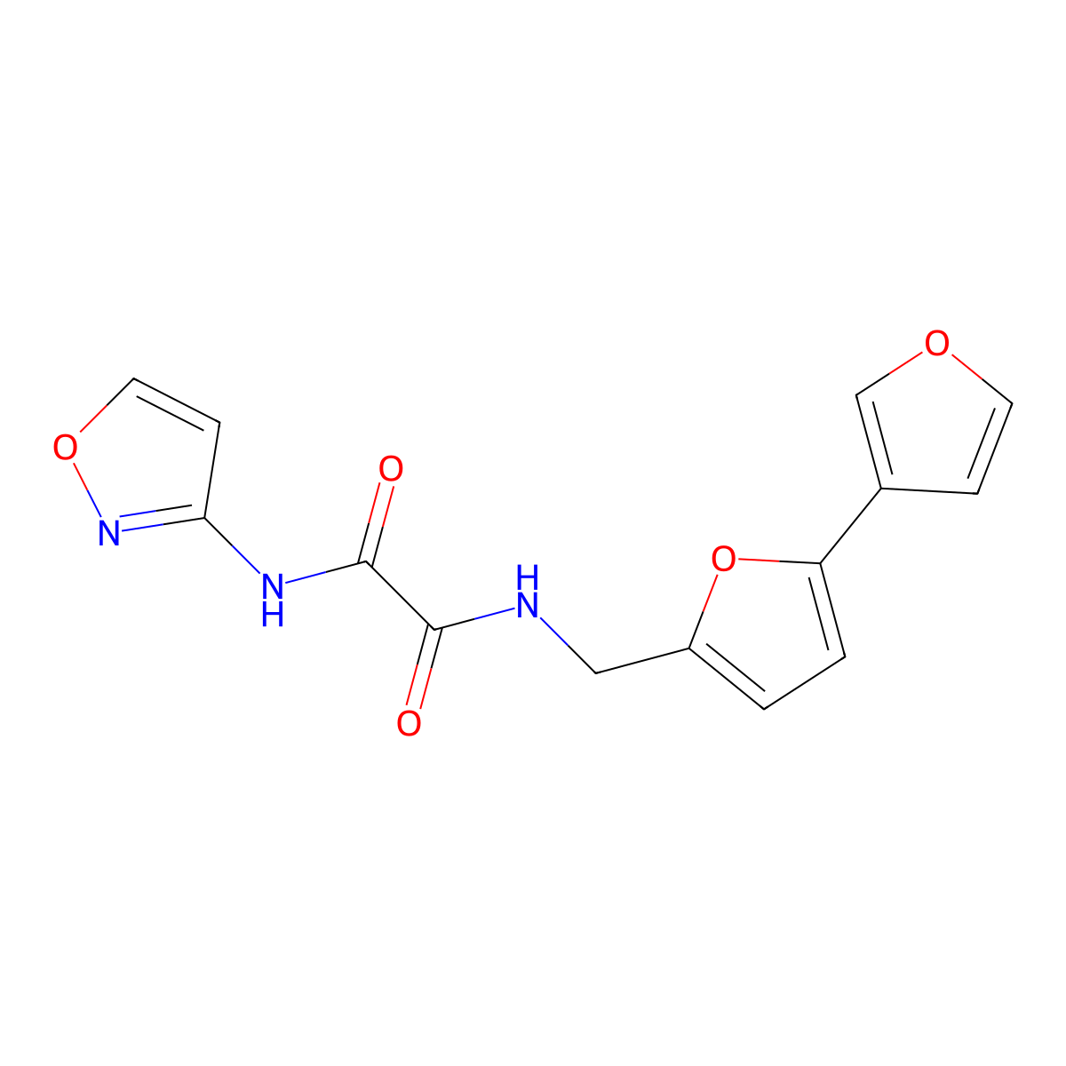 N'-({[2,3'-bifuran]-5-yl}methyl)-N-(1,2-oxazol-3-yl)ethanediamide molecular structure, CAS 2097919-43-0