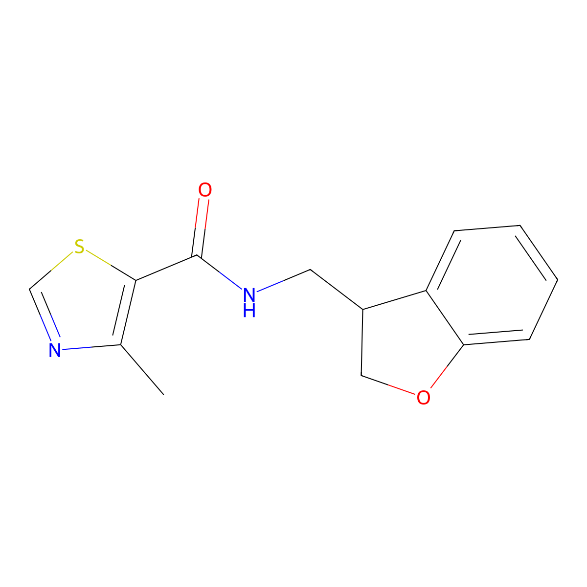 N-[(2,3-dihydro-1-benzofuran-3-yl)methyl]-4-methyl-1,3-thiazole-5-carboxamide molecular structure, CAS 2097919-46-3