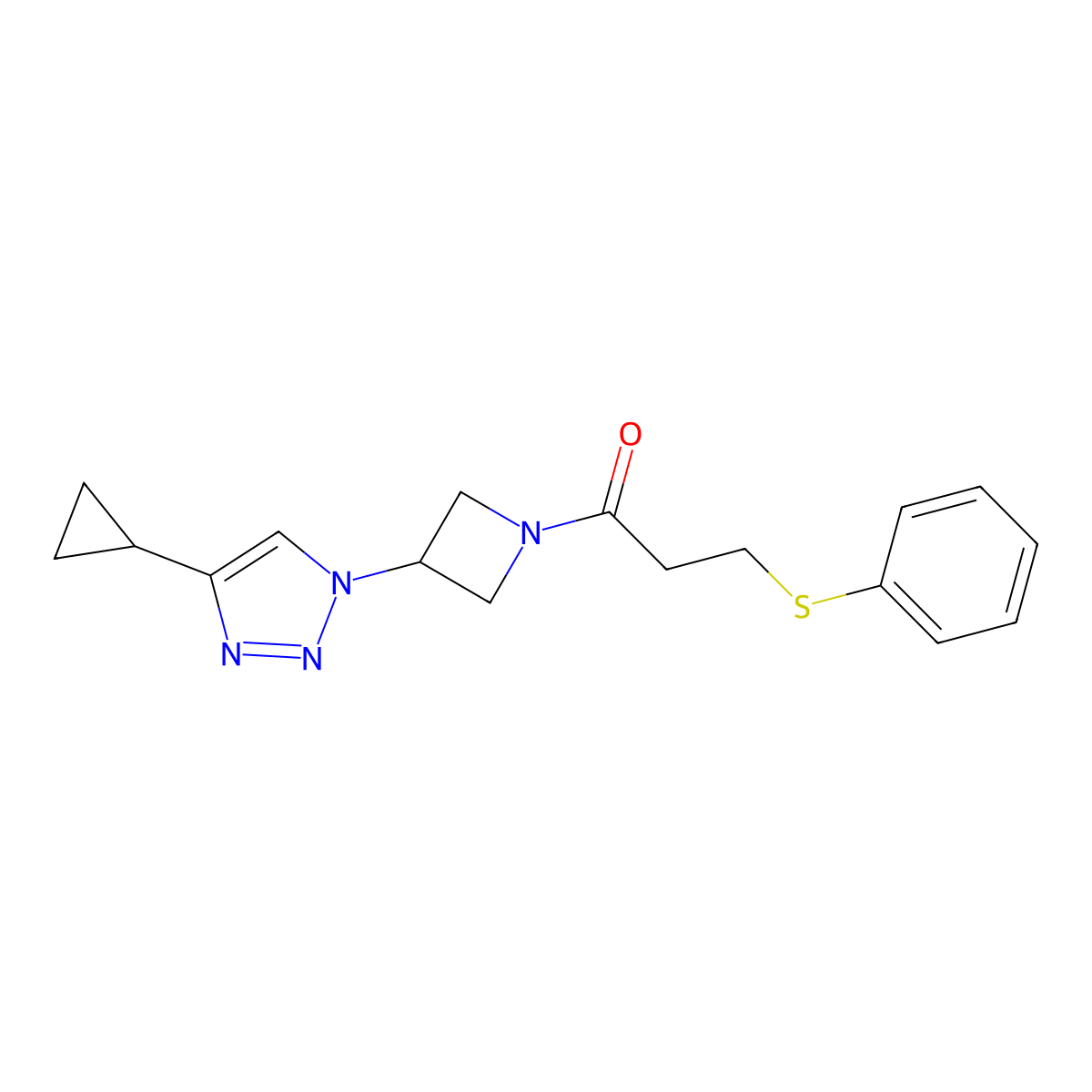 1-(3-(4-cyclopropyl-1H-1,2,3-triazol-1-yl)azetidin-1-yl)-3-(phenylthio)propan-1-one molecular structure, CAS 2097919-48-5
