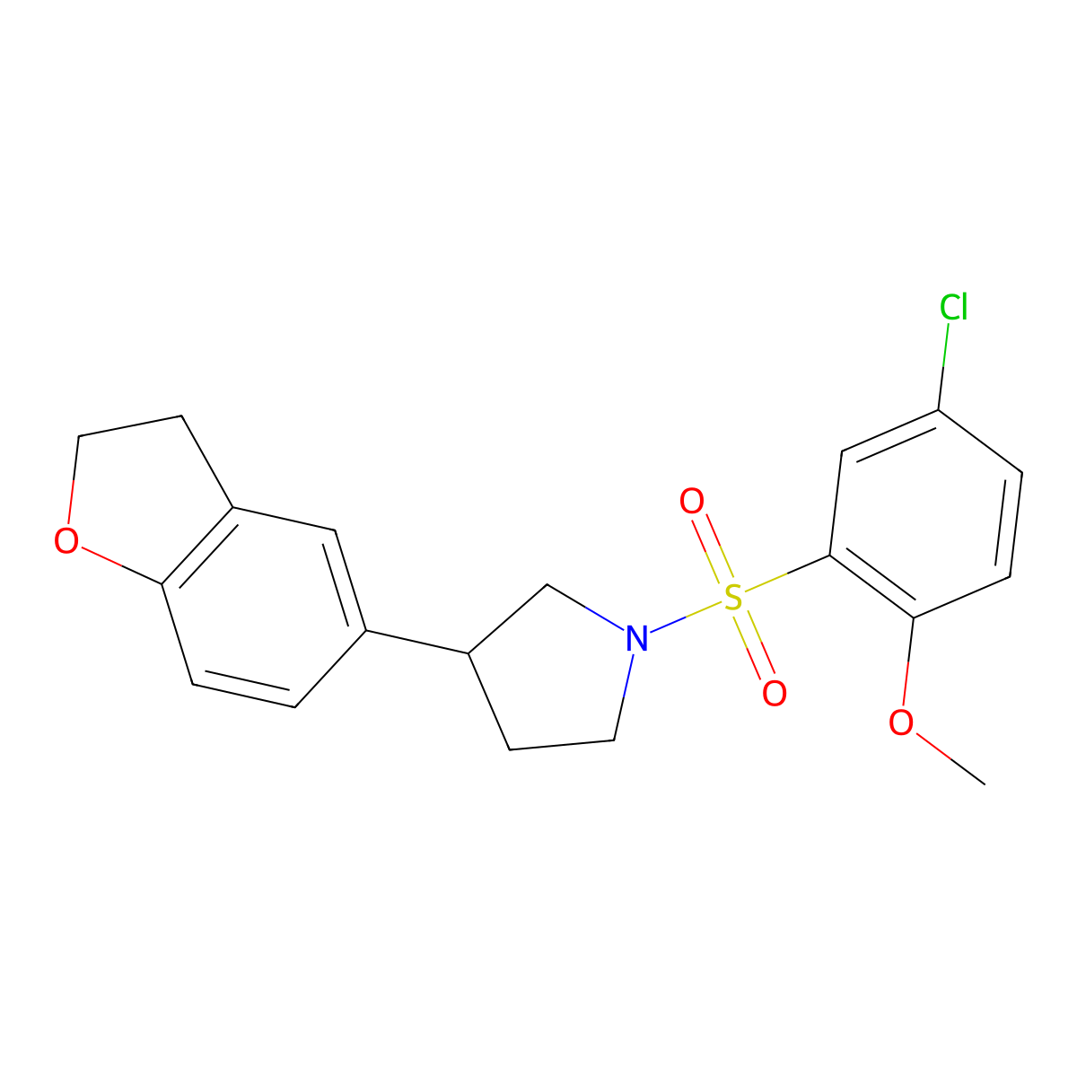 1-(5-Chloro-2-methoxybenzenesulfonyl)-3-(2,3-dihydro-1-benzofuran-5-yl)pyrrolidine molecular structure, CAS 2097919-50-9