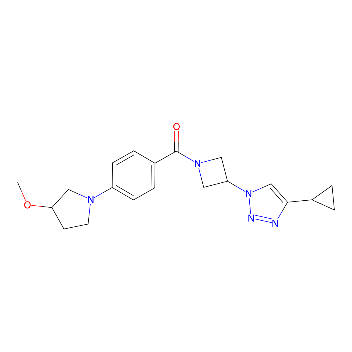 (3-(4-cyclopropyl-1H-1,2,3-triazol-1-yl)azetidin-1-yl)(4-(3-methoxypyrrolidin-1-yl)phenyl)methanone molecular structure, CAS 2097919-52-1
