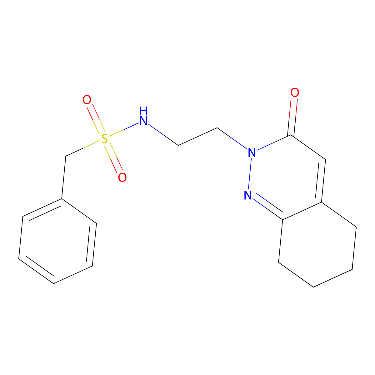N-(2-(3-oxo-5,6,7,8-tetrahydrocinnolin-2(3H)-yl)ethyl)-1-phenylmethanesulfonamide molecular structure, CAS 2097919-54-3