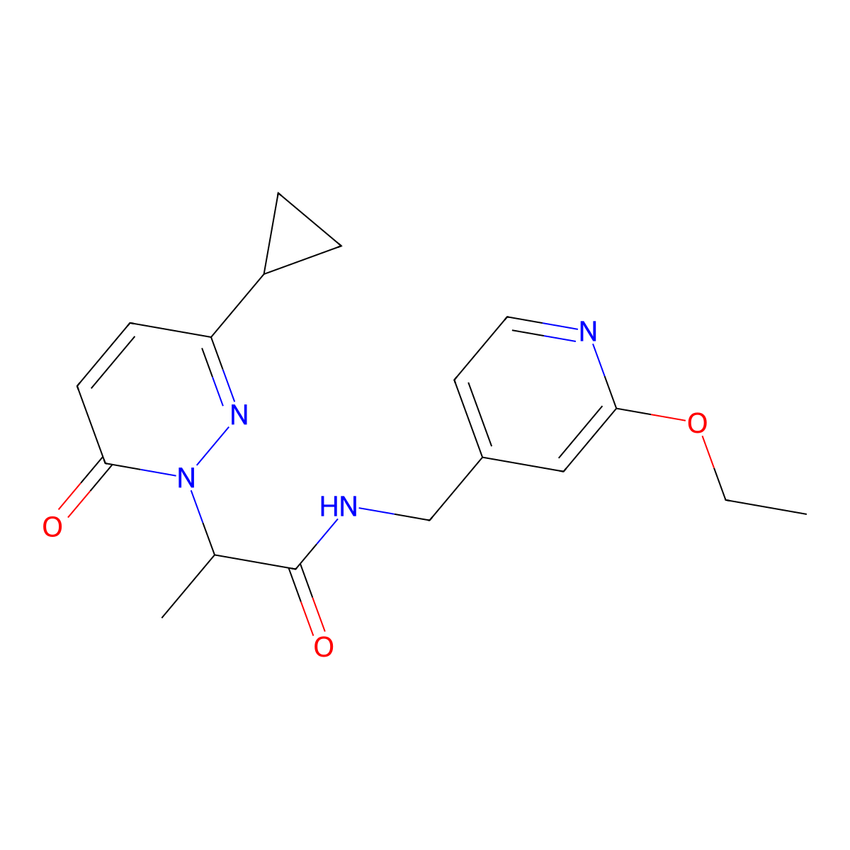 2-(3-cyclopropyl-6-oxopyridazin-1(6H)-yl)-N-((2-ethoxypyridin-4-yl)methyl)propanamide molecular structure, CAS 2097919-57-6