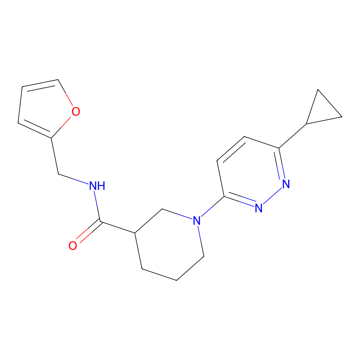 1-(6-cyclopropylpyridazin-3-yl)-N-[(furan-2-yl)methyl]piperidine-3-carboxamide molecular structure, CAS 2097919-62-3