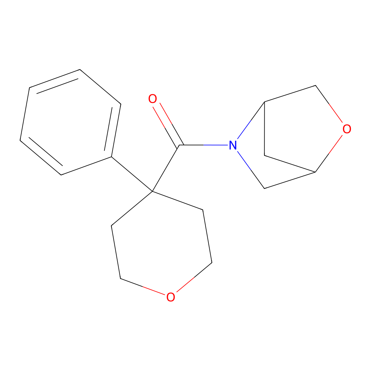 2-oxa-5-azabicyclo[2.2.1]heptan-5-yl(4-phenyltetrahydro-2H-pyran-4-yl)methanone molecular structure, CAS 2097919-64-5