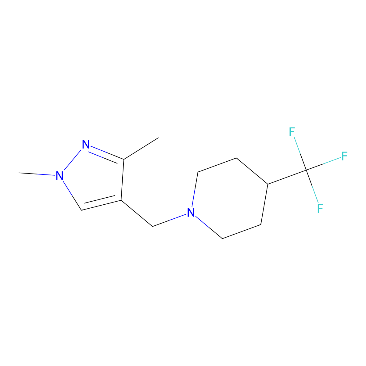 1-[(1,3-dimethyl-1H-pyrazol-4-yl)methyl]-4-(trifluoromethyl)piperidine molecular structure, CAS 2097919-66-7