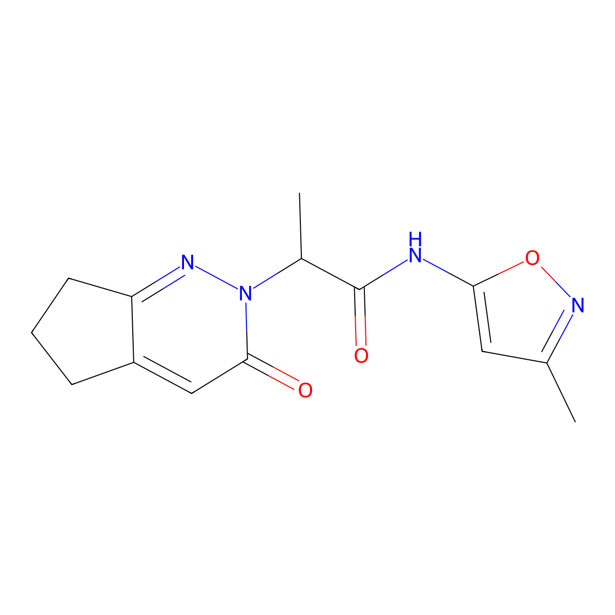 N-(3-methylisoxazol-5-yl)-2-(3-oxo-3,5,6,7-tetrahydro-2H-cyclopenta[c]pyridazin-2-yl)propanamide molecular structure, CAS 2097919-80-5