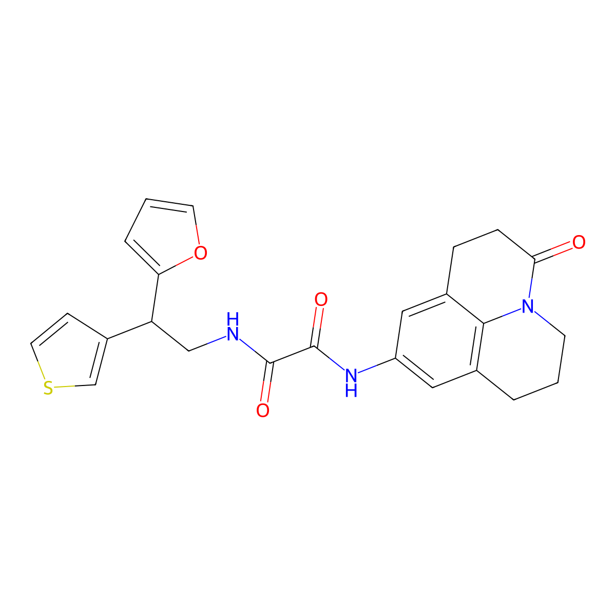 N-[2-(furan-2-yl)-2-(thiophen-3-yl)ethyl]-N'-{2-oxo-1-azatricyclo[7.3.1.0^{5,13}]trideca-5,7,9(13)-trien-7-yl}ethanediamide molecular structure, CAS 2097919-88-3