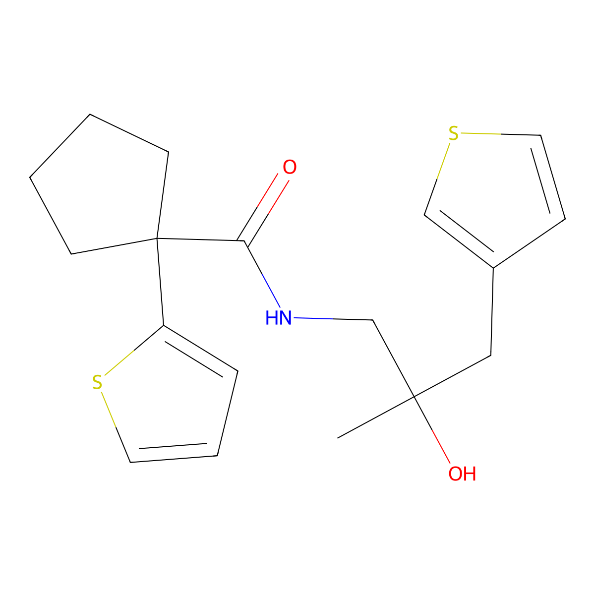 N-{2-hydroxy-2-[(thiophen-3-yl)methyl]propyl}-1-(thiophen-2-yl)cyclopentane-1-carboxamide molecular structure, CAS 2097919-96-3