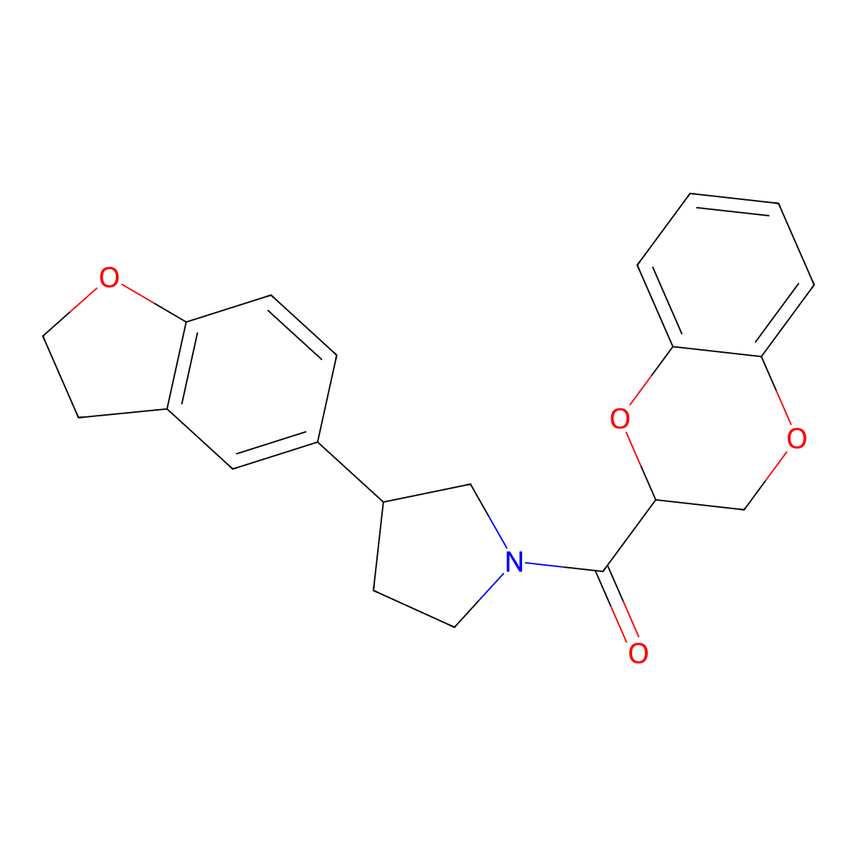 1-(2,3-Dihydro-1,4-benzodioxine-2-carbonyl)-3-(2,3-dihydro-1-benzofuran-5-yl)pyrrolidine molecular structure, CAS 2097920-03-9