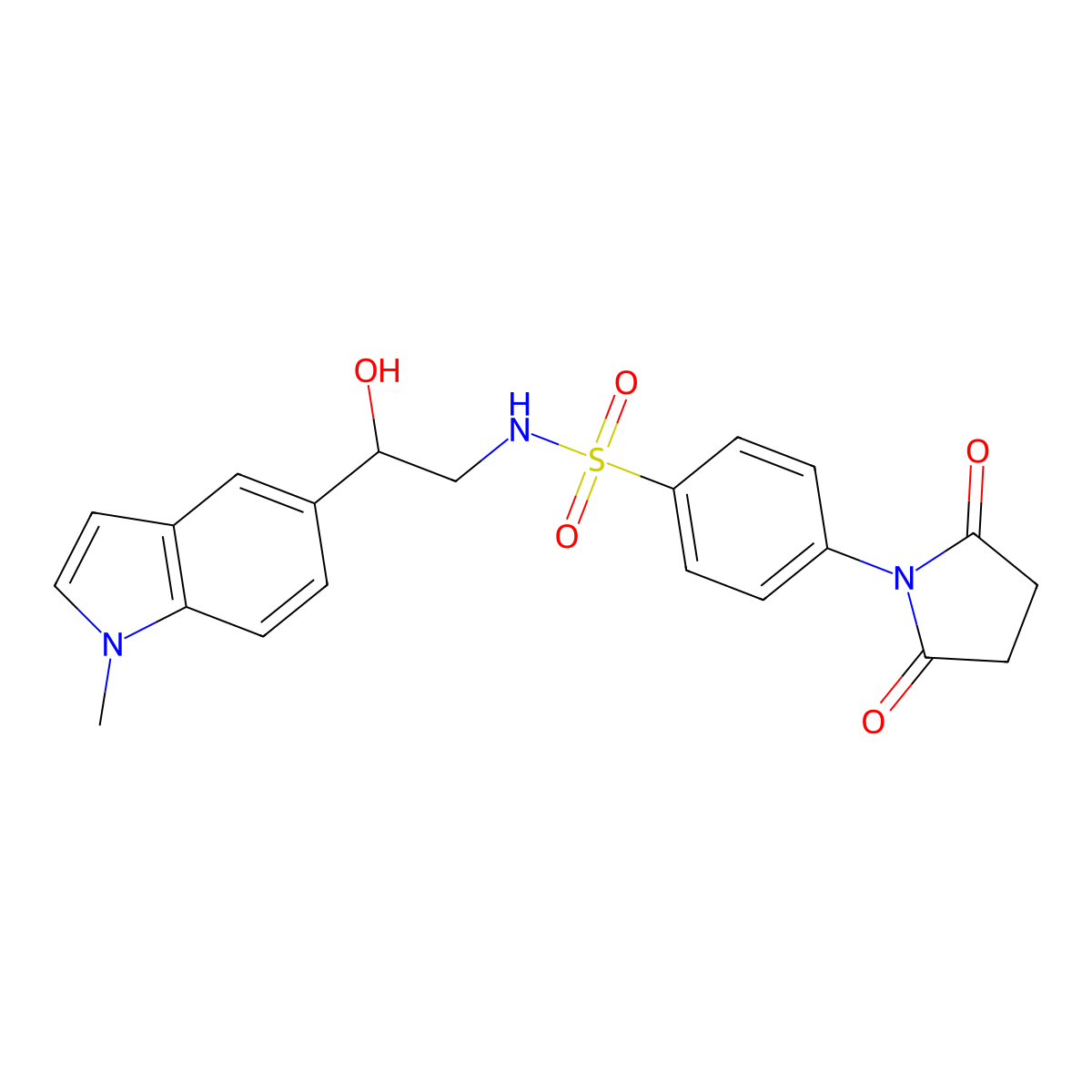 4-(2,5-dioxopyrrolidin-1-yl)-N-(2-hydroxy-2-(1-methyl-1H-indol-5-yl)ethyl)benzenesulfonamide molecular structure, CAS 2097920-06-2