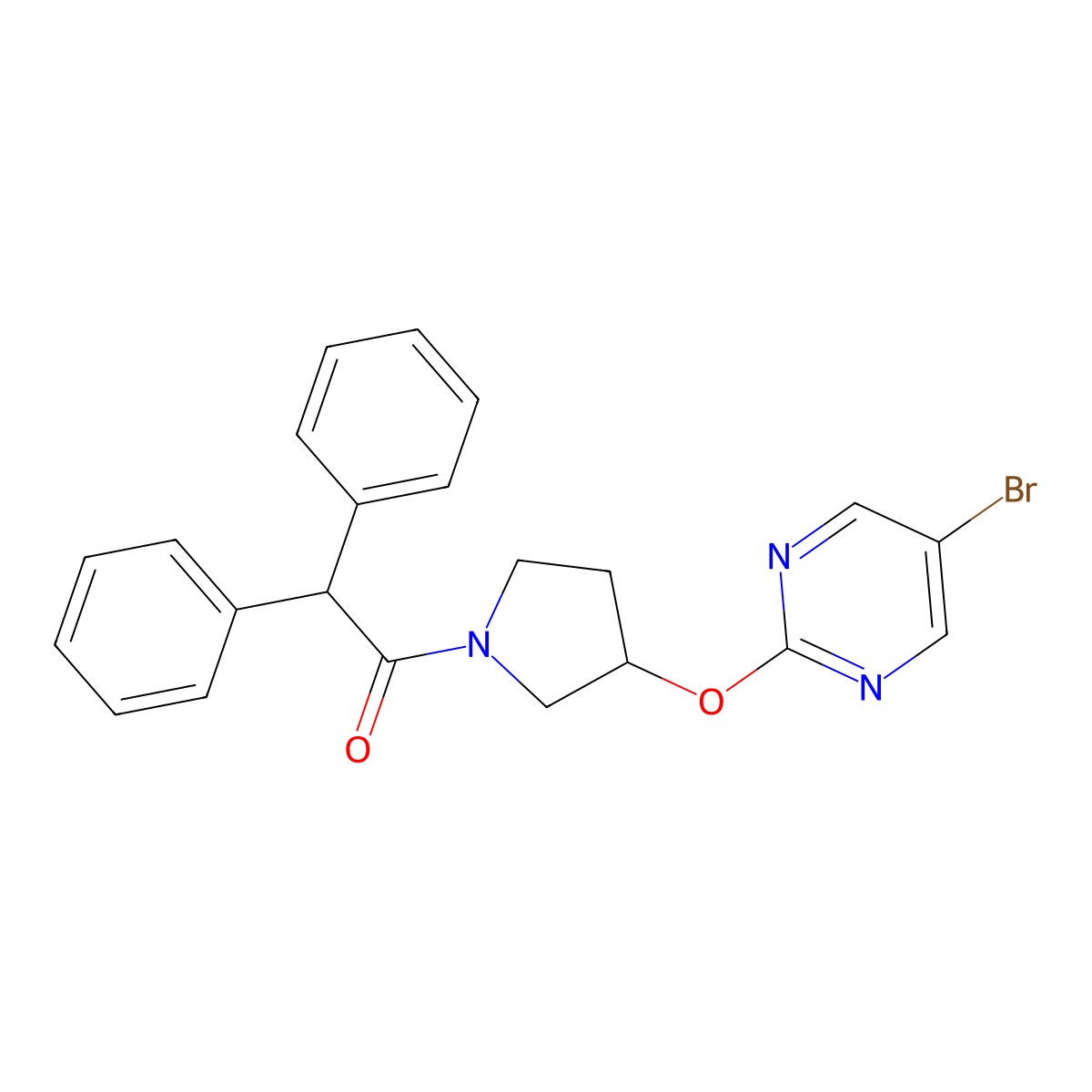 1-{3-[(5-Bromopyrimidin-2-yl)oxy]pyrrolidin-1-yl}-2,2-diphenylethan-1-one molecular structure, CAS 2097920-09-5