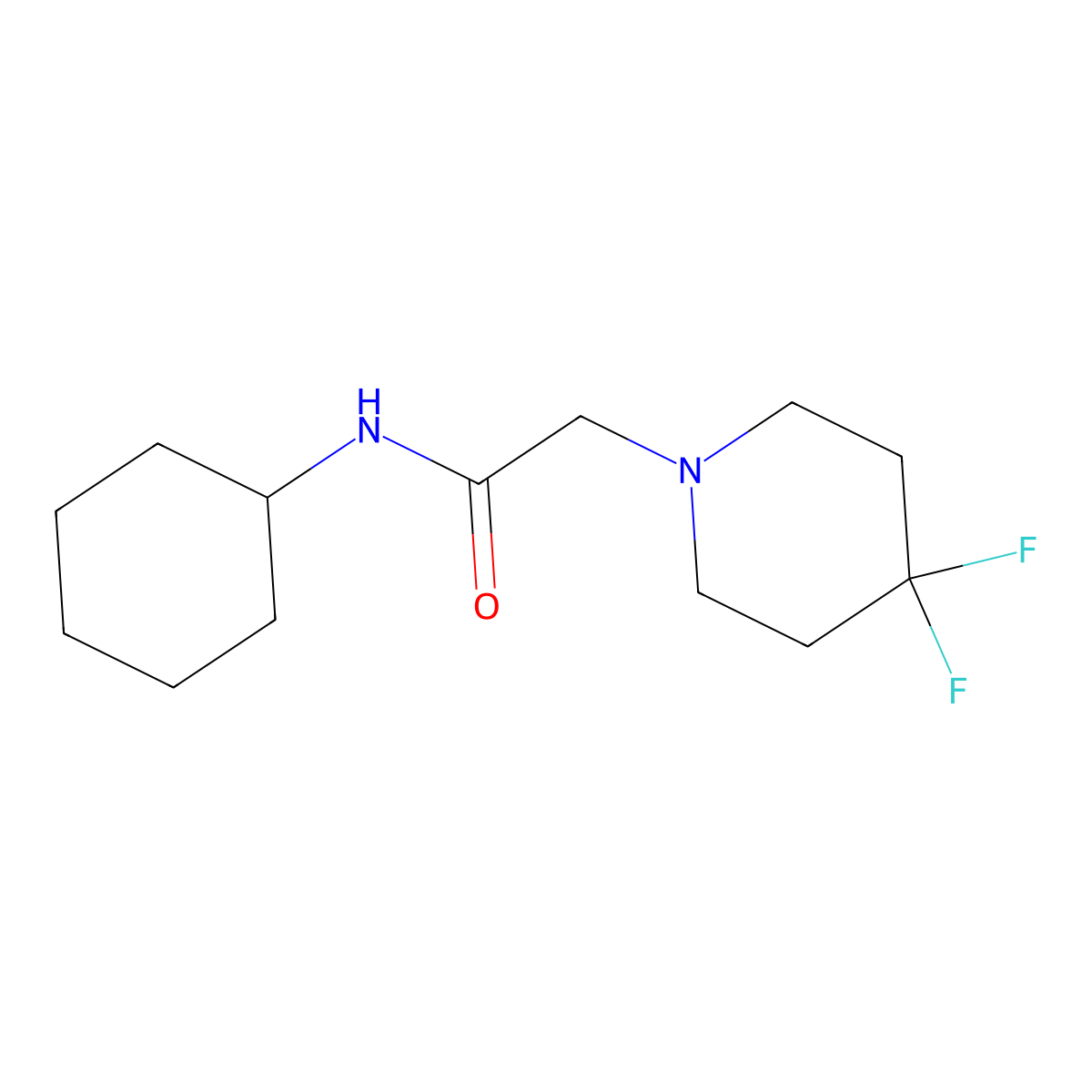 N-cyclohexyl-2-(4,4-difluoropiperidin-1-yl)acetamide molecular structure, CAS 2097920-11-9