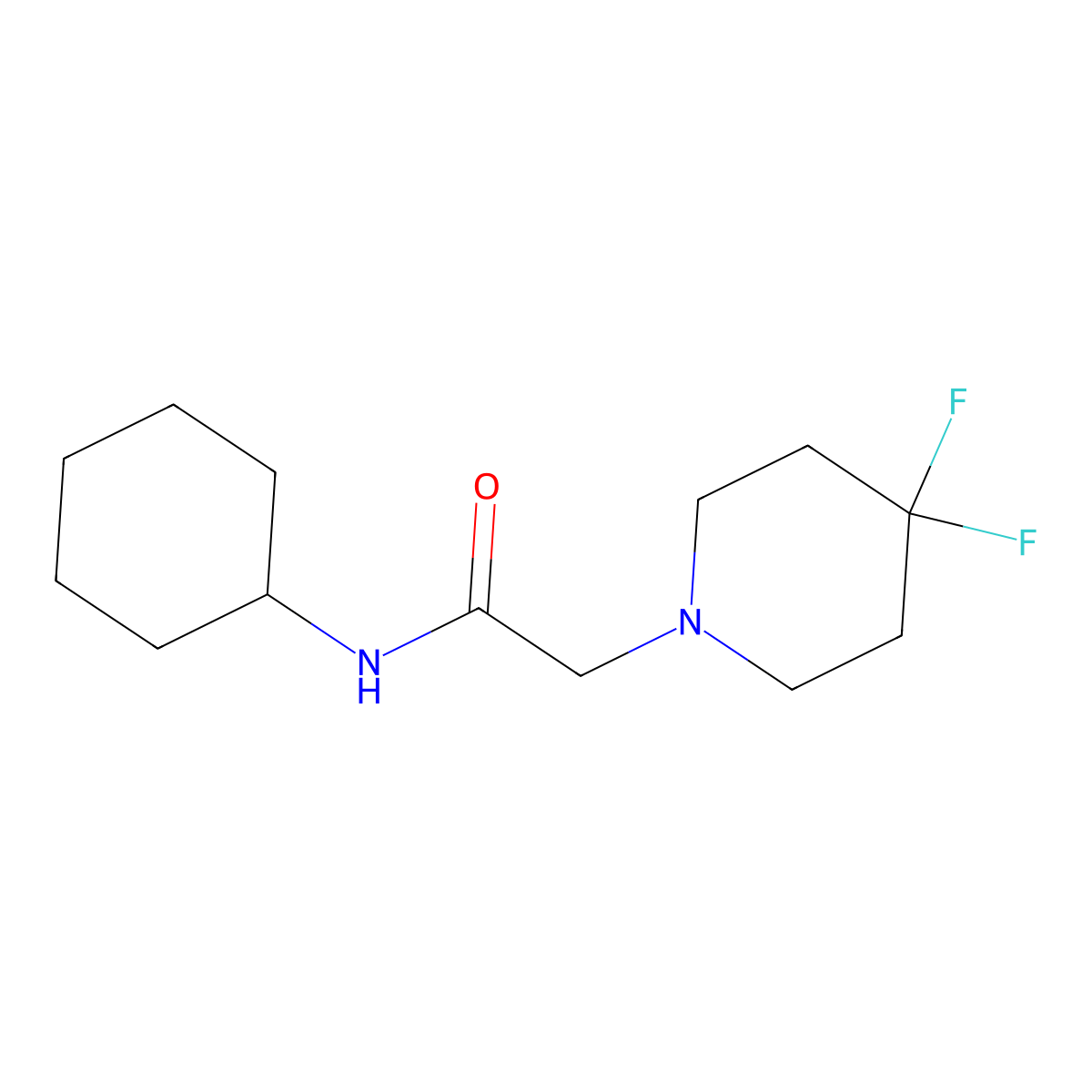 N-cyclohexyl-2-(4,4-difluoropiperidin-1-yl)acetamide molecular structure, CAS 2097920-11-9