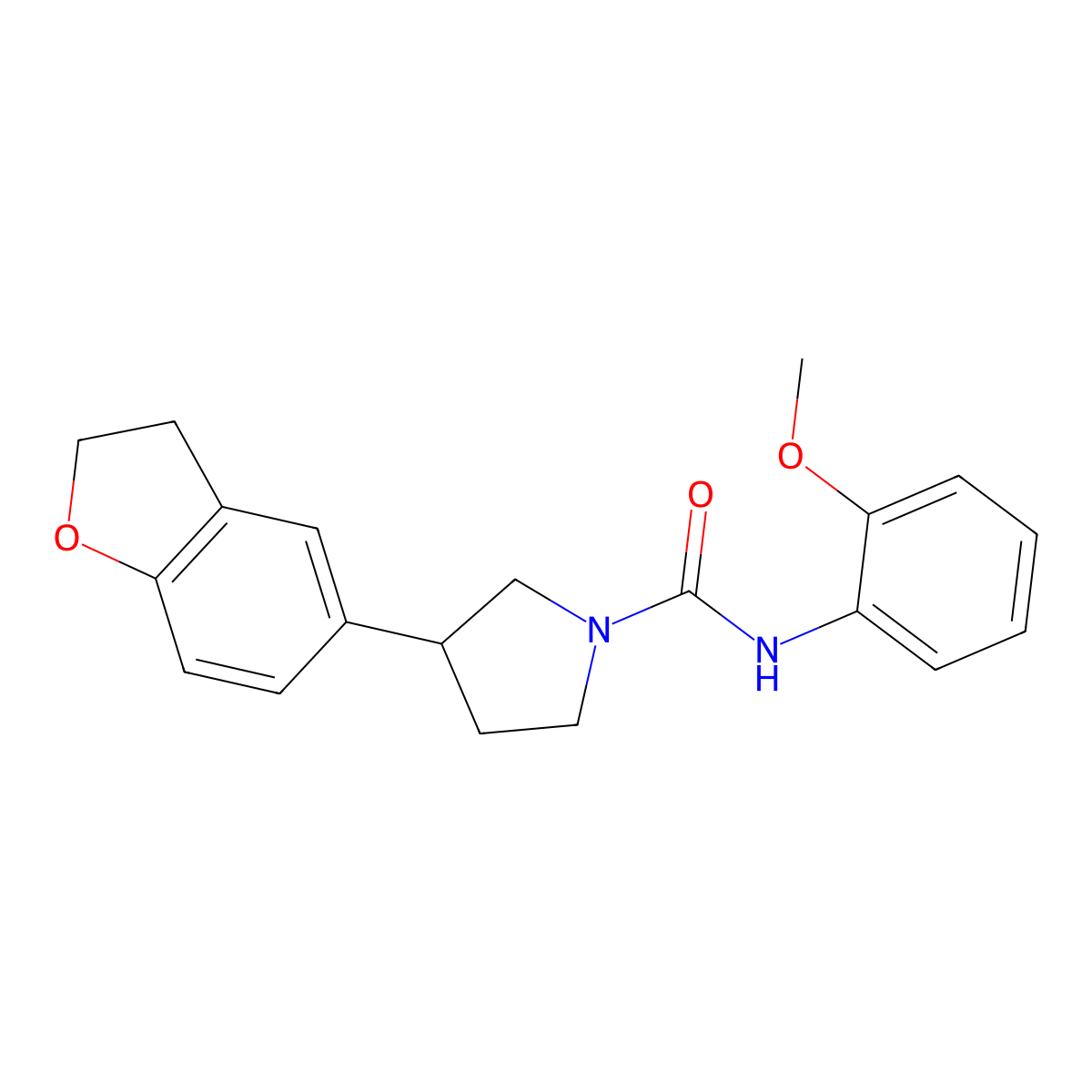 3-(2,3-dihydro-1-benzofuran-5-yl)-N-(2-methoxyphenyl)pyrrolidine-1-carboxamide molecular structure, CAS 2097920-15-3