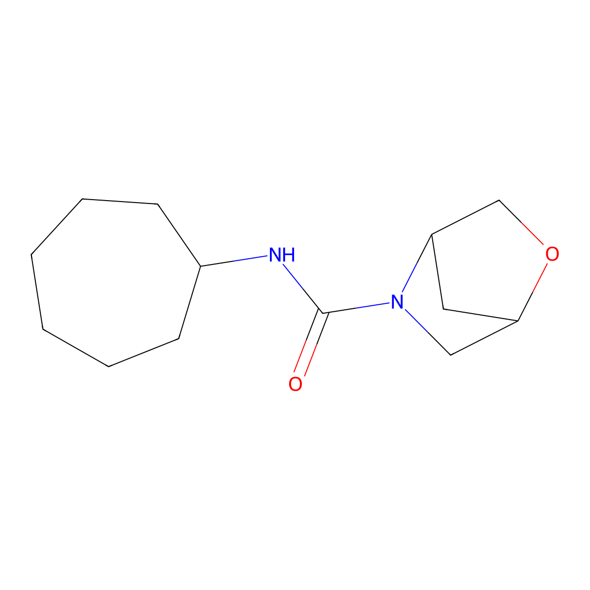 N-cycloheptyl-2-oxa-5-azabicyclo[2.2.1]heptane-5-carboxamide molecular structure, CAS 2097920-17-5
