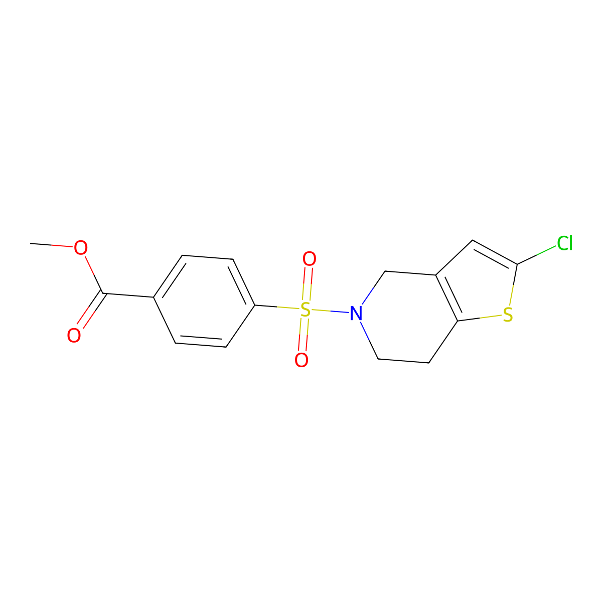 methyl 4-({2-chloro-4H,5H,6H,7H-thieno[3,2-c]pyridin-5-yl}sulfonyl)benzoate molecular structure, CAS 2097920-20-0
