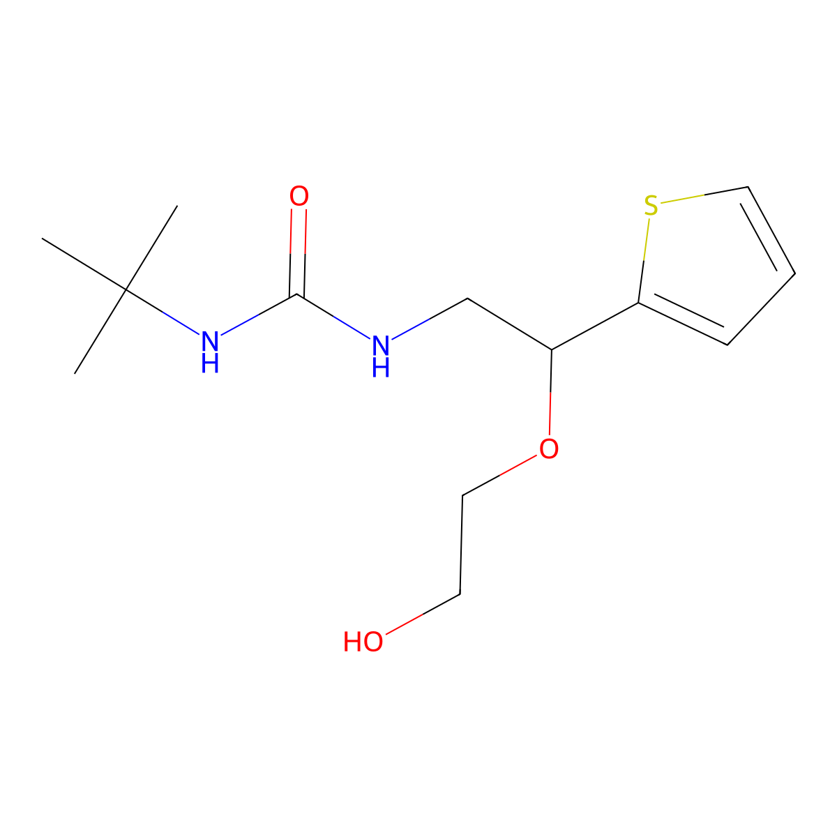 3-Tert-butyl-1-[2-(2-hydroxyethoxy)-2-(thiophen-2-yl)ethyl]urea molecular structure, CAS 2097920-25-5