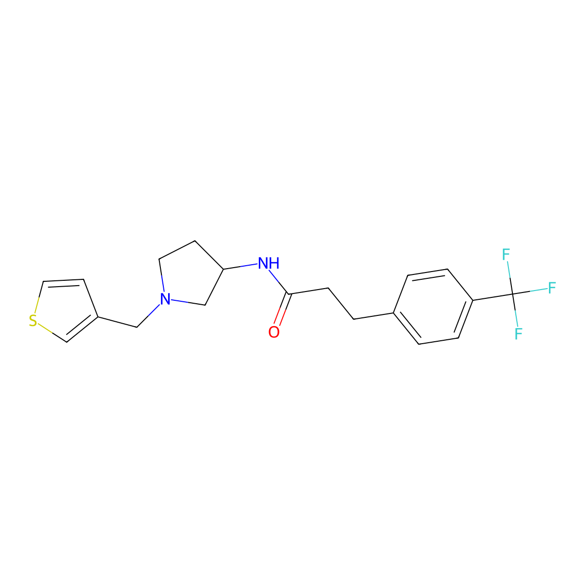 N-{1-[(thiophen-3-yl)methyl]pyrrolidin-3-yl}-3-[4-(trifluoromethyl)phenyl]propanamide molecular structure, CAS 2097920-26-6