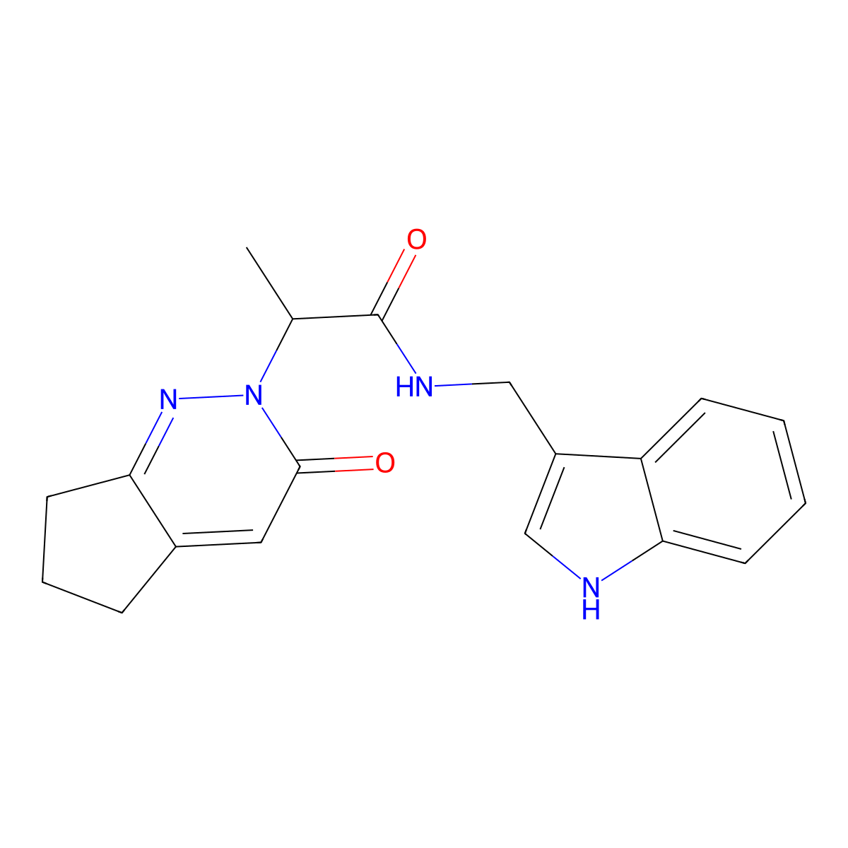 N-((1H-indol-3-yl)methyl)-2-(3-oxo-3,5,6,7-tetrahydro-2H-cyclopenta[c]pyridazin-2-yl)propanamide molecular structure, CAS 2097920-27-7
