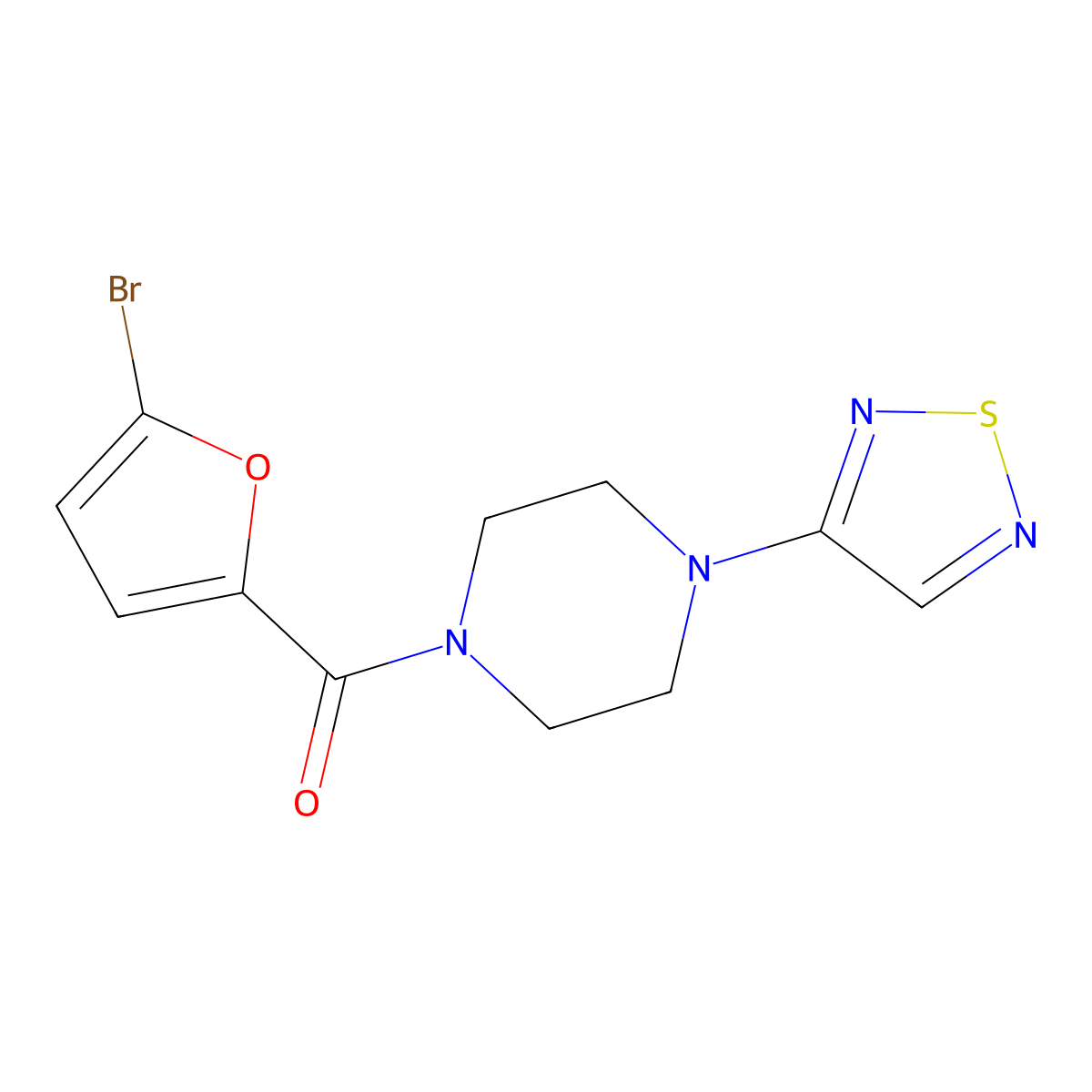 1-(5-Bromofuran-2-carbonyl)-4-(1,2,5-thiadiazol-3-yl)piperazine molecular structure, CAS 2097920-34-6