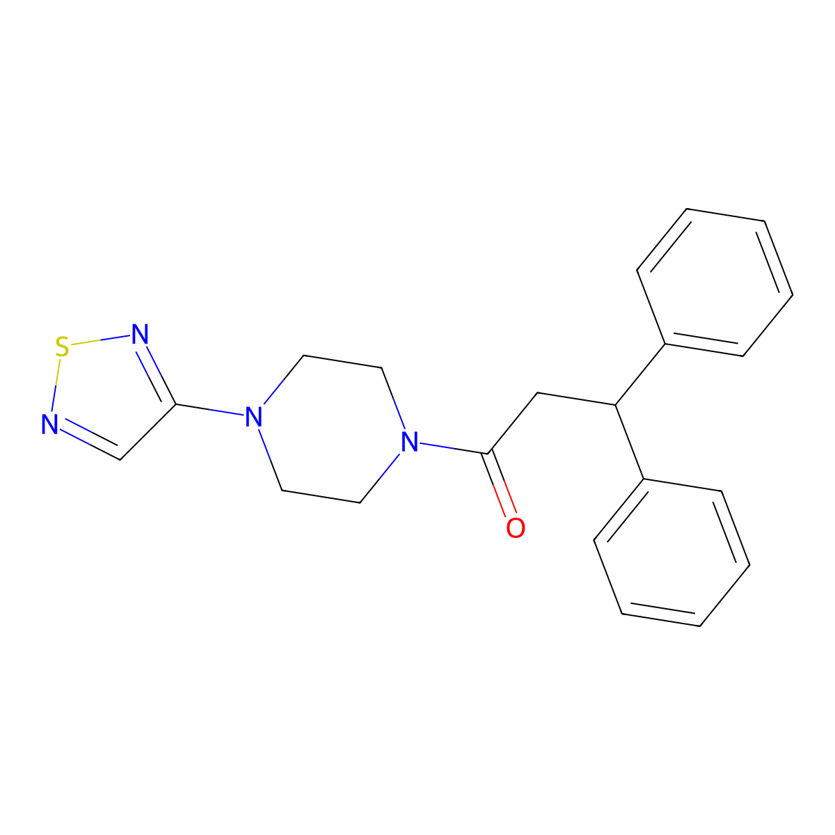 3,3-Diphenyl-1-[4-(1,2,5-thiadiazol-3-yl)piperazin-1-yl]propan-1-one molecular structure, CAS 2097920-38-0