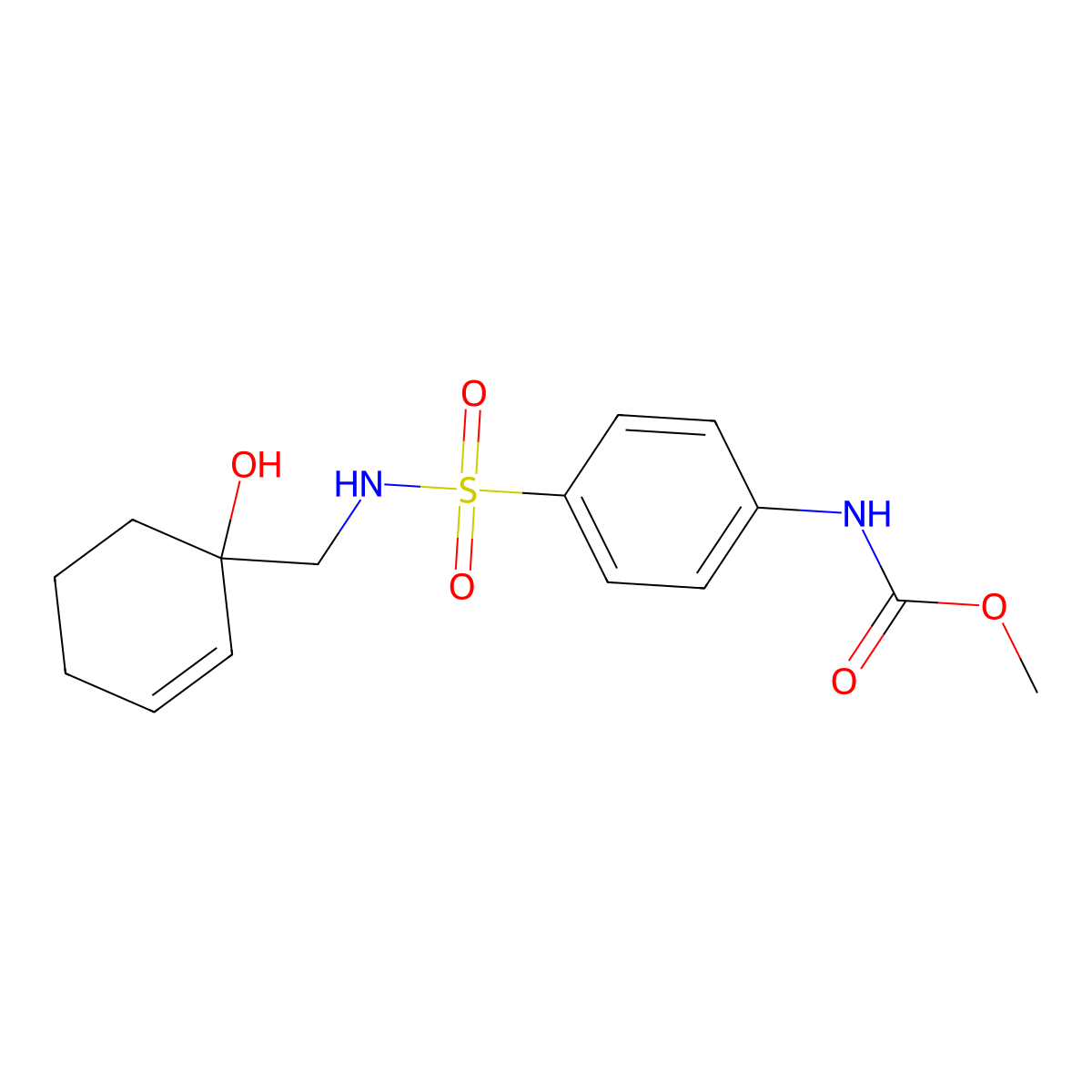 methyl N-(4-{[(1-hydroxycyclohex-2-en-1-yl)methyl]sulfamoyl}phenyl)carbamate molecular structure, CAS 2097920-40-4
