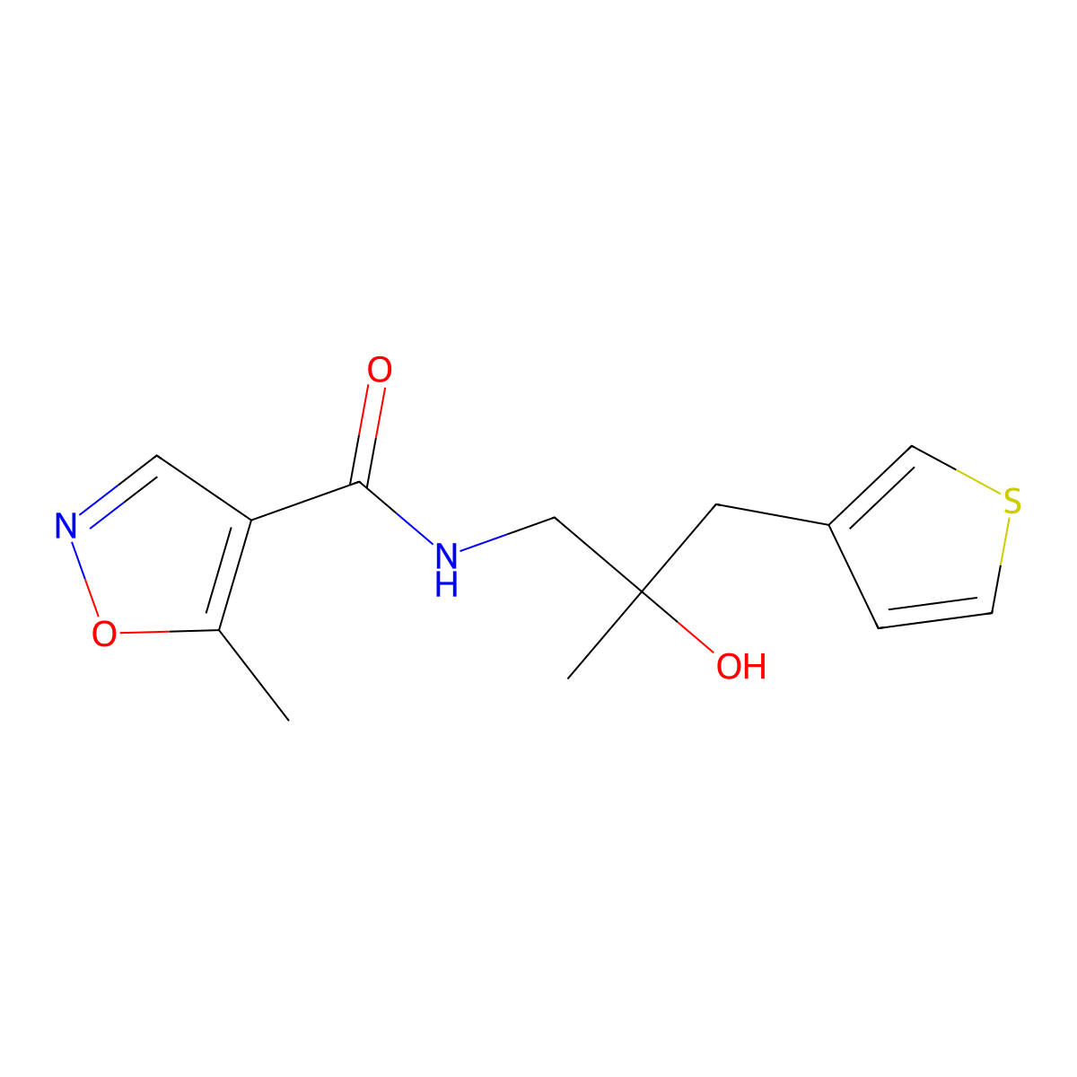 N-[2-hydroxy-2-methyl-3-(thiophen-3-yl)propyl]-5-methyl-1,2-oxazole-4-carboxamide molecular structure, CAS 2097920-45-9