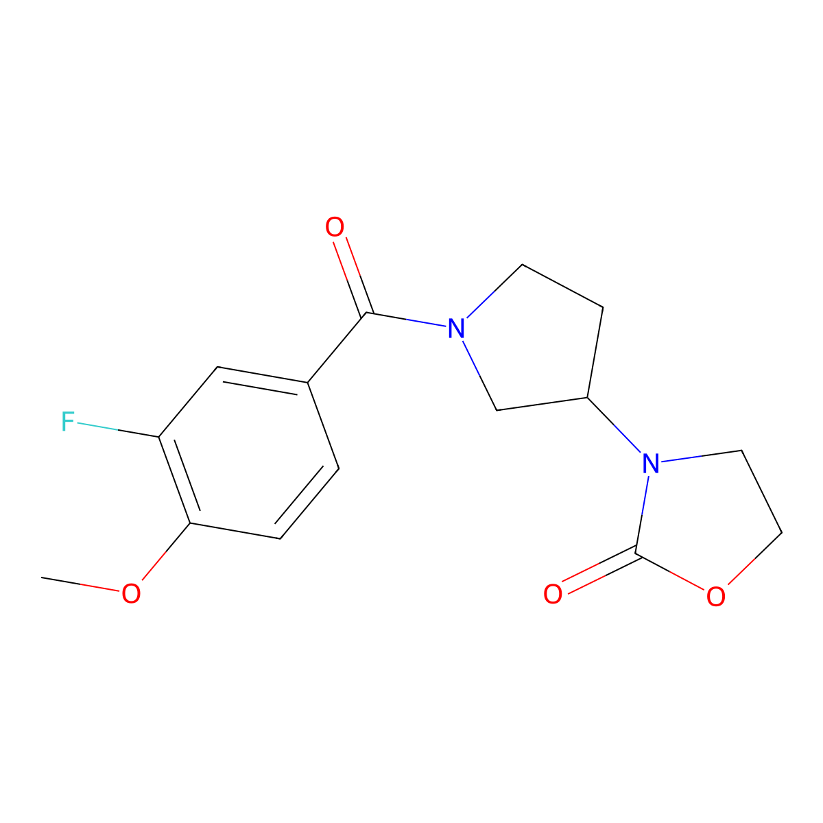 3-[1-(3-Fluoro-4-methoxybenzoyl)pyrrolidin-3-yl]-1,3-oxazolidin-2-one molecular structure, CAS 2097920-47-1