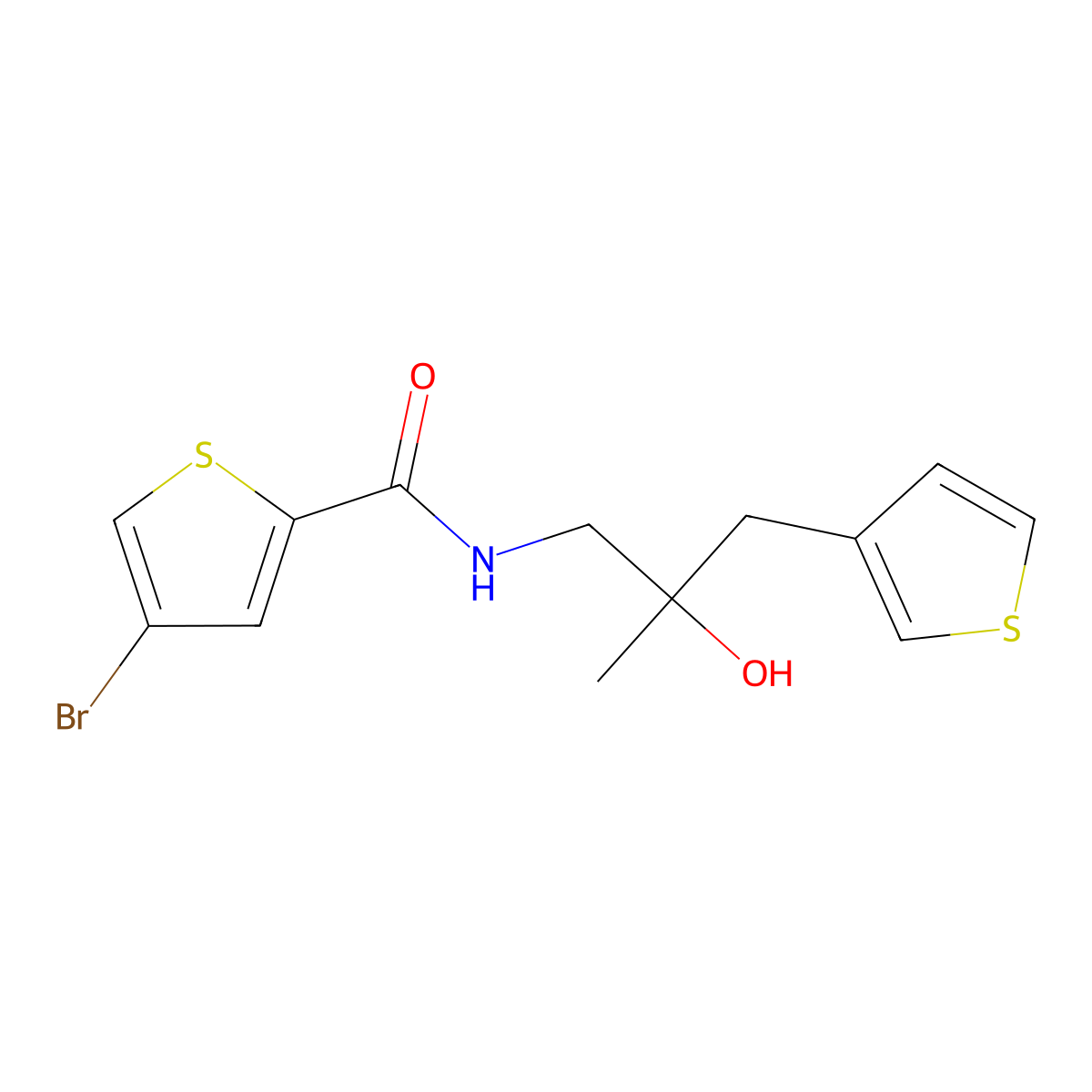 4-bromo-N-[2-hydroxy-2-methyl-3-(thiophen-3-yl)propyl]thiophene-2-carboxamide molecular structure, CAS 2097920-48-2
