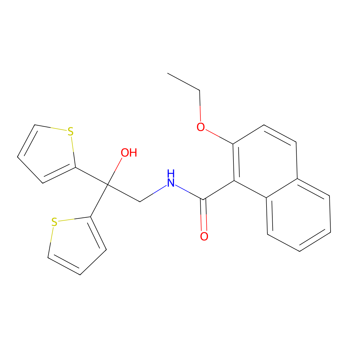2-ethoxy-N-[2-hydroxy-2,2-bis(thiophen-2-yl)ethyl]naphthalene-1-carboxamide molecular structure, CAS 2097920-50-6