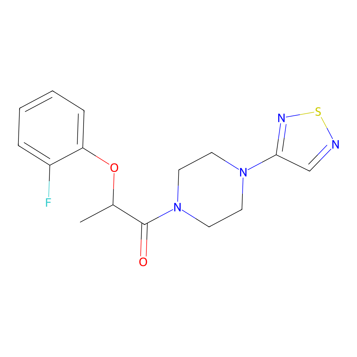 2-(2-Fluorophenoxy)-1-[4-(1,2,5-thiadiazol-3-yl)piperazin-1-yl]propan-1-one molecular structure, CAS 2097920-52-8