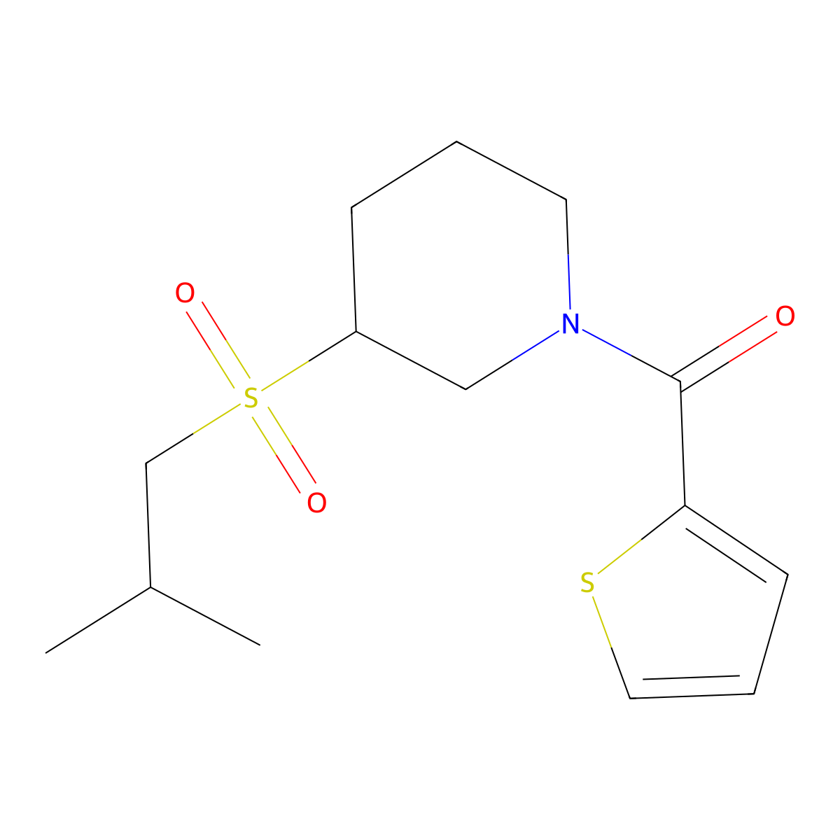3-(2-Methylpropanesulfonyl)-1-(thiophene-2-carbonyl)piperidine molecular structure, CAS 2097920-58-4
