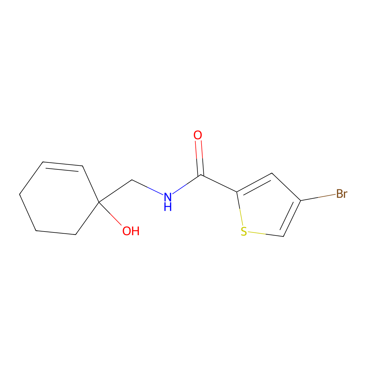 4-bromo-N-[(1-hydroxycyclohex-2-en-1-yl)methyl]thiophene-2-carboxamide molecular structure, CAS 2097920-59-5