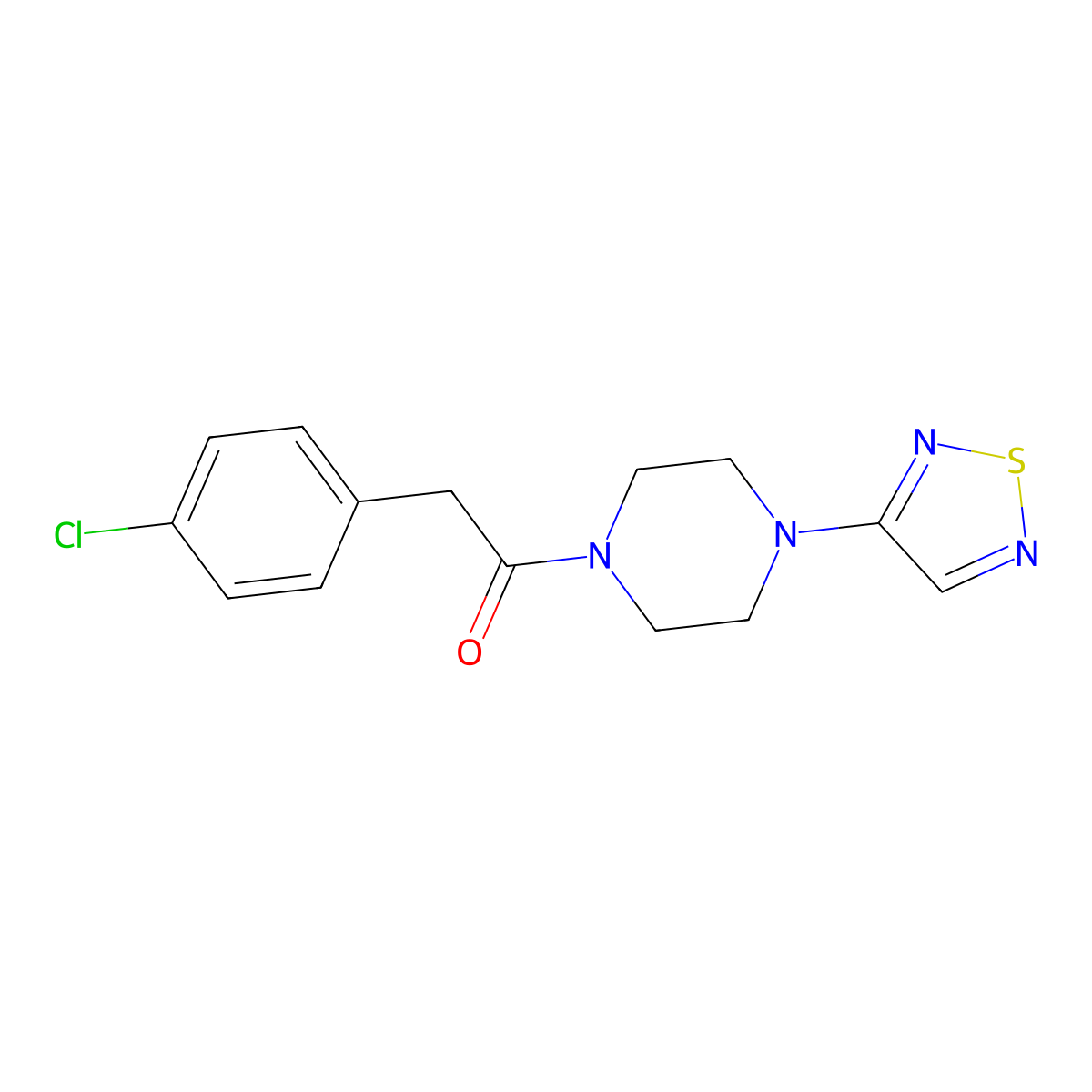 2-(4-Chlorophenyl)-1-[4-(1,2,5-thiadiazol-3-yl)piperazin-1-yl]ethan-1-one molecular structure, CAS 2097920-67-5